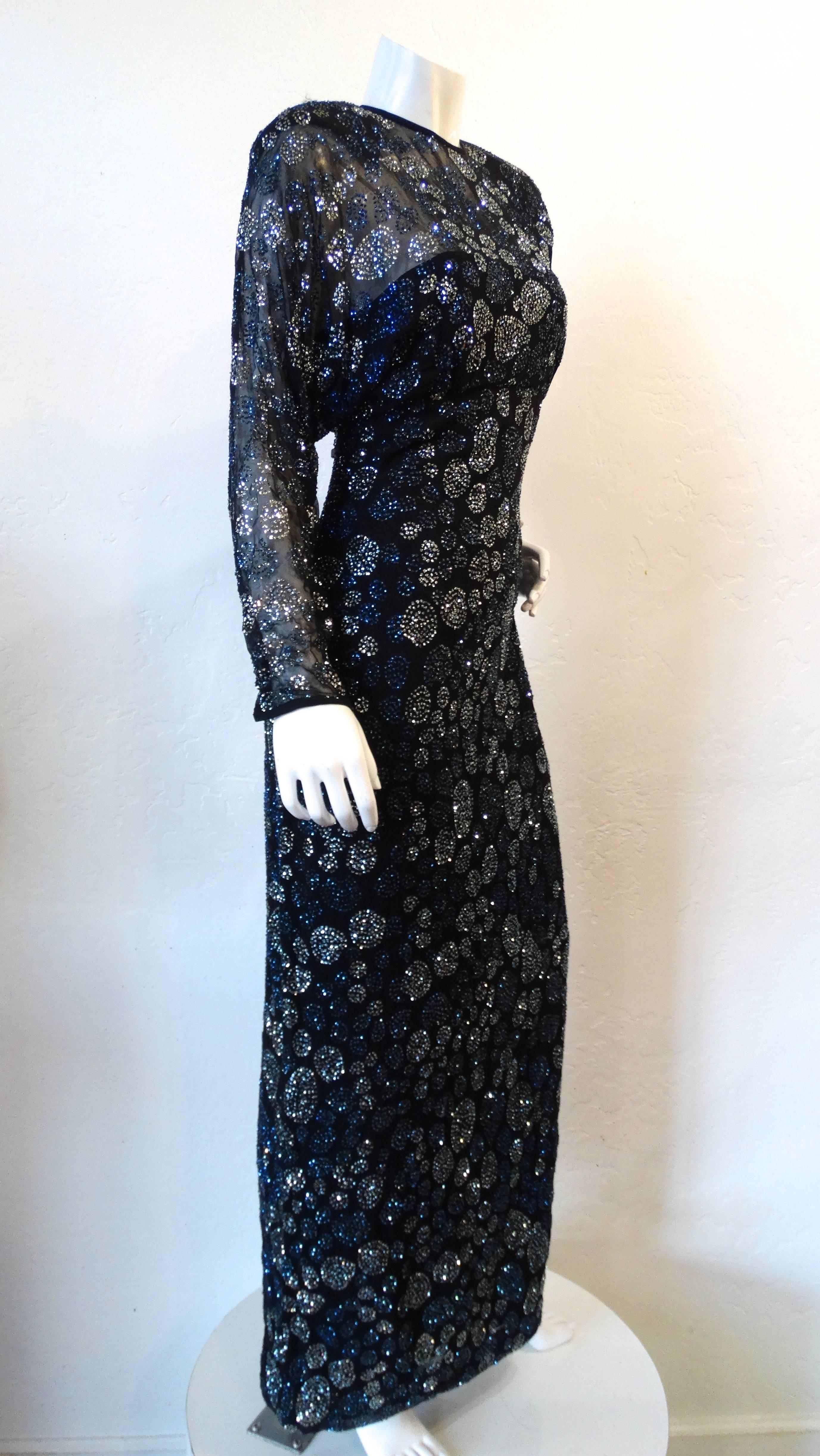 Black 1980s Glamours Victor Costa Empire Waist Gown
