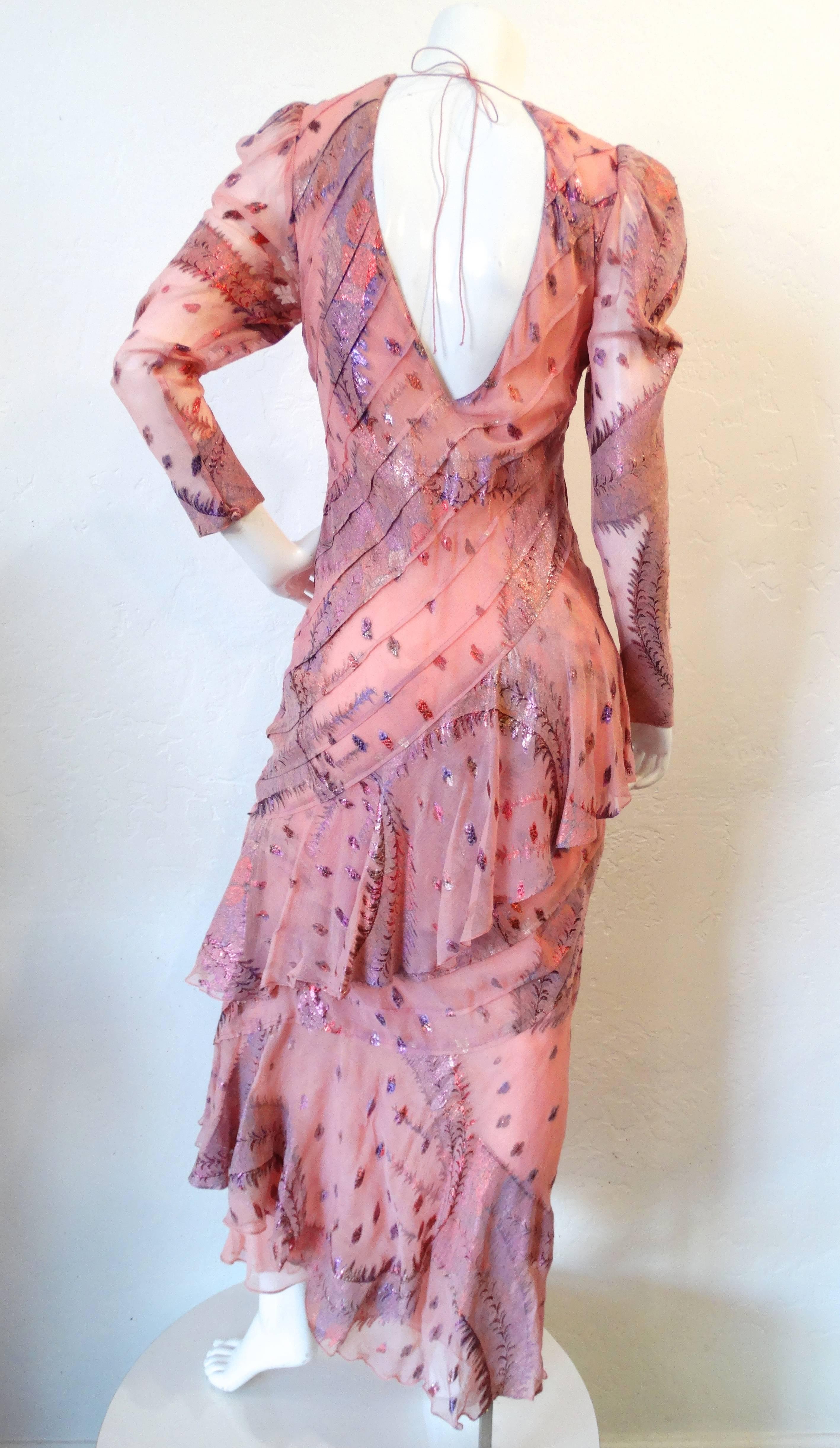 Women's 1980s Judy Hornby Couture Pink Puff Sleeve Dress