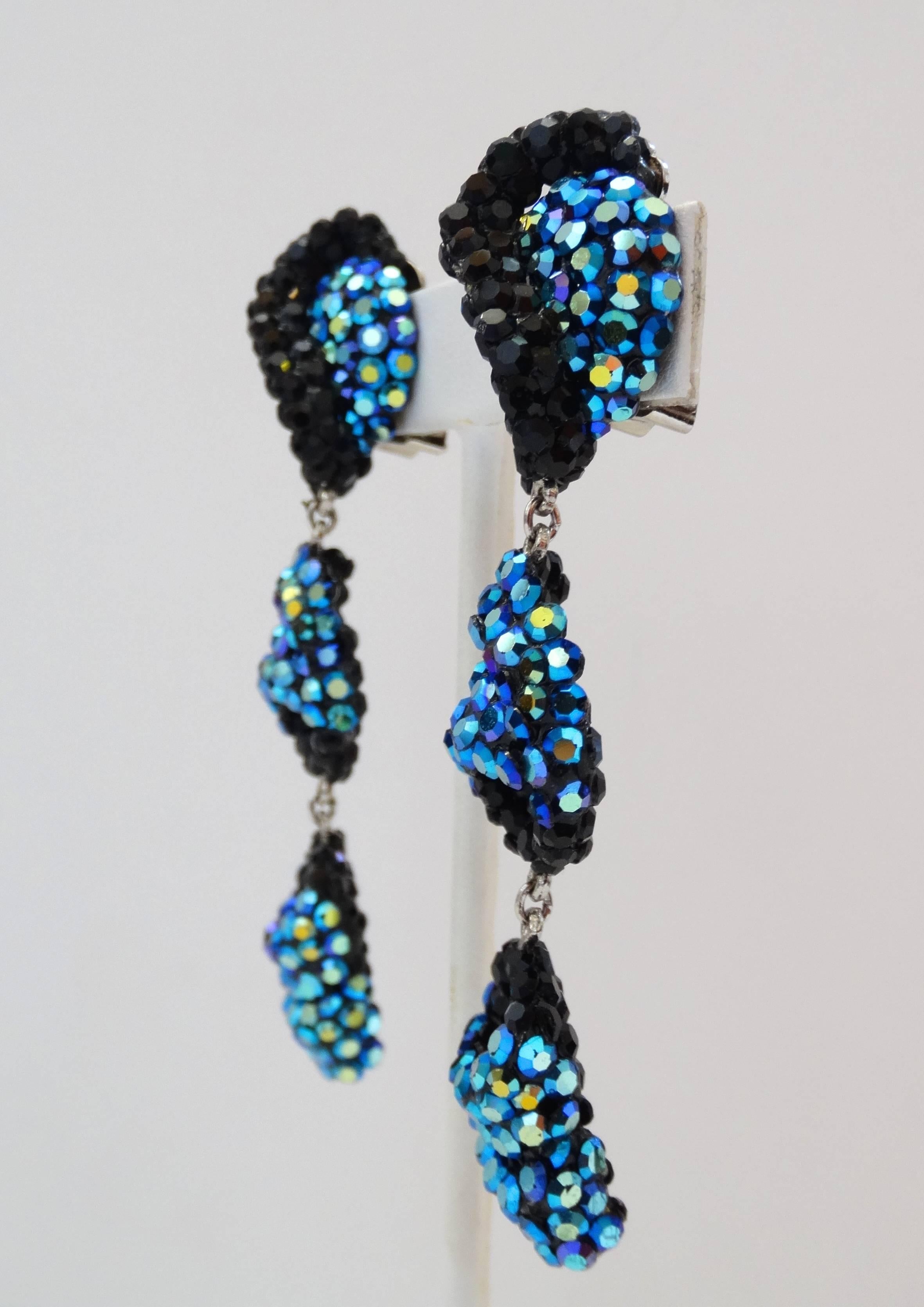 black and rhinestone earrings