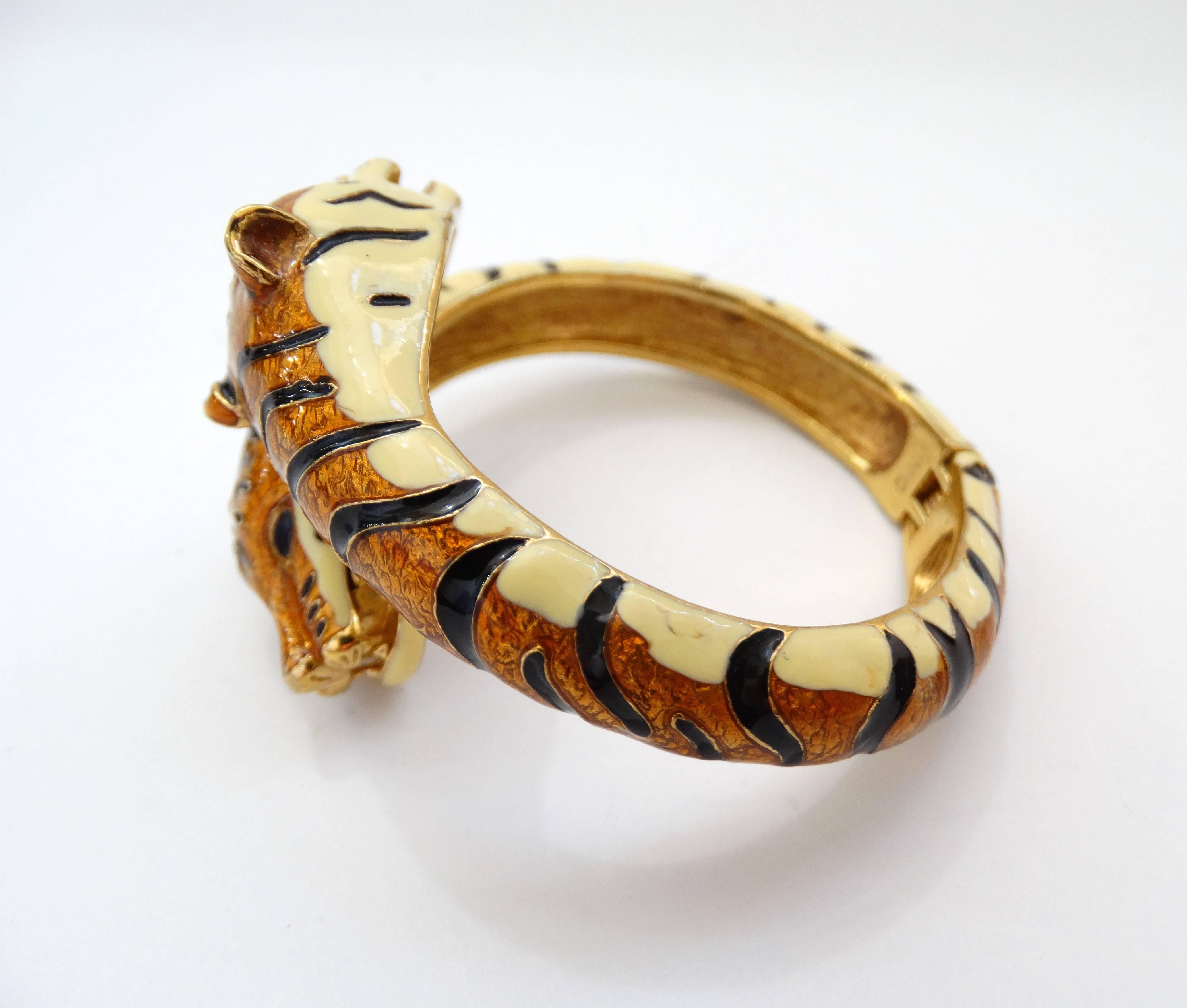 Kenneth Jay Lane Tiger Watch Bangle  In Excellent Condition In Scottsdale, AZ