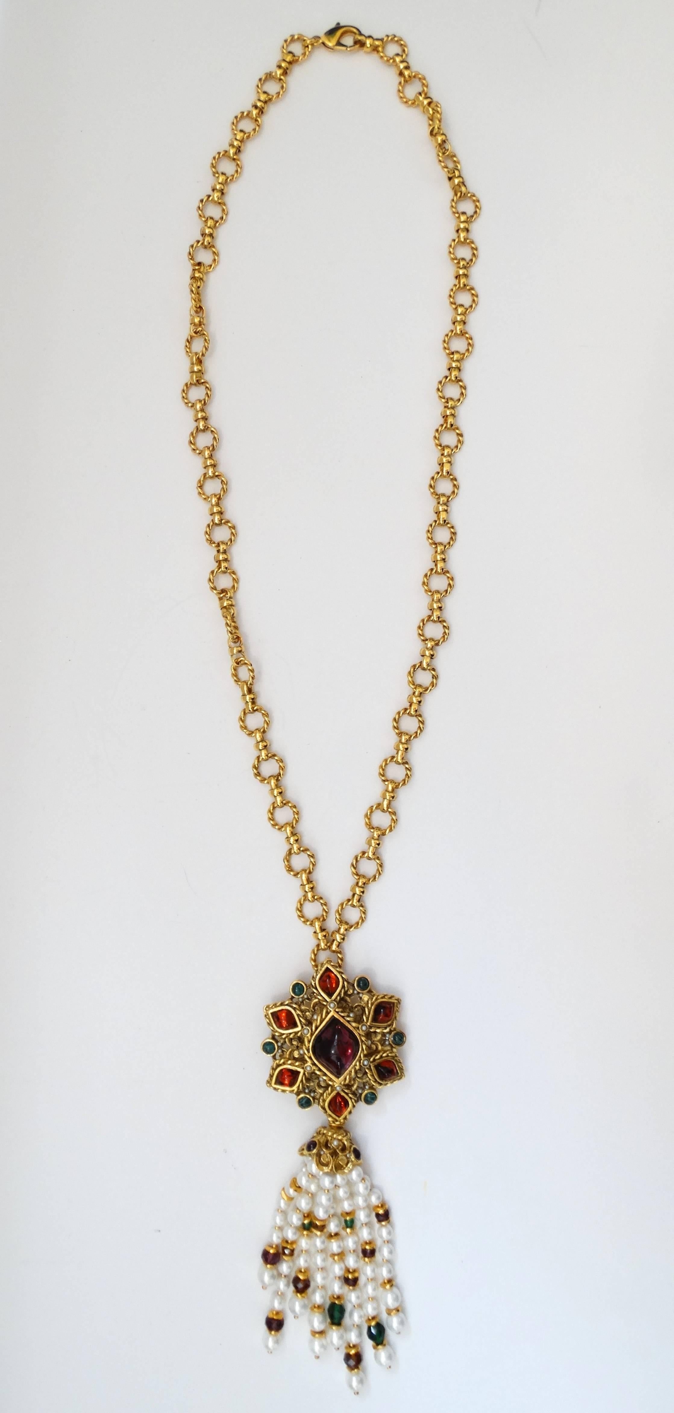 Jose & Maria Barrera Bejeweled Tassel Necklace  2