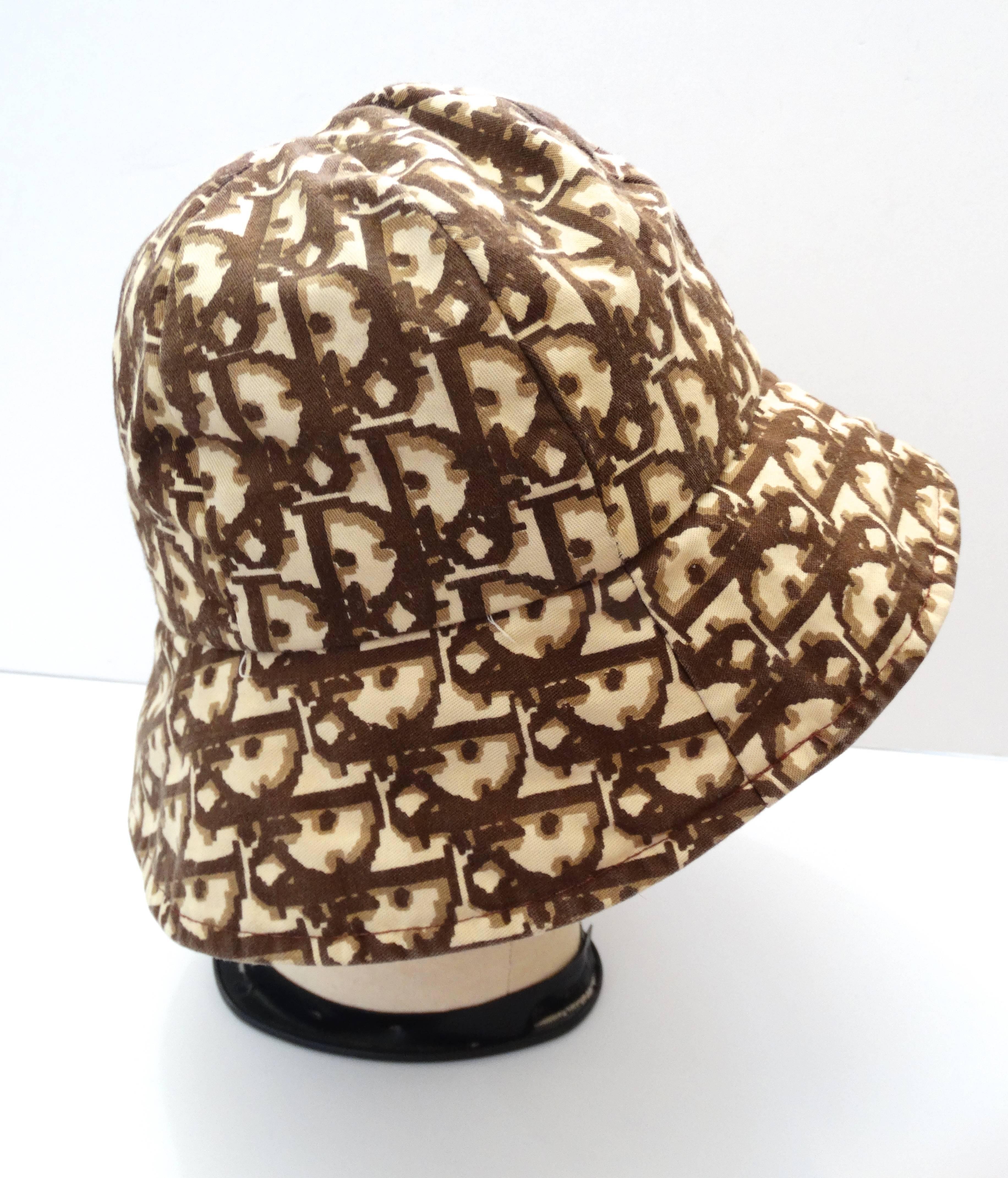 1990s Christian Dior Monogram Brown & Tan Bucket Hat  In Excellent Condition In Scottsdale, AZ