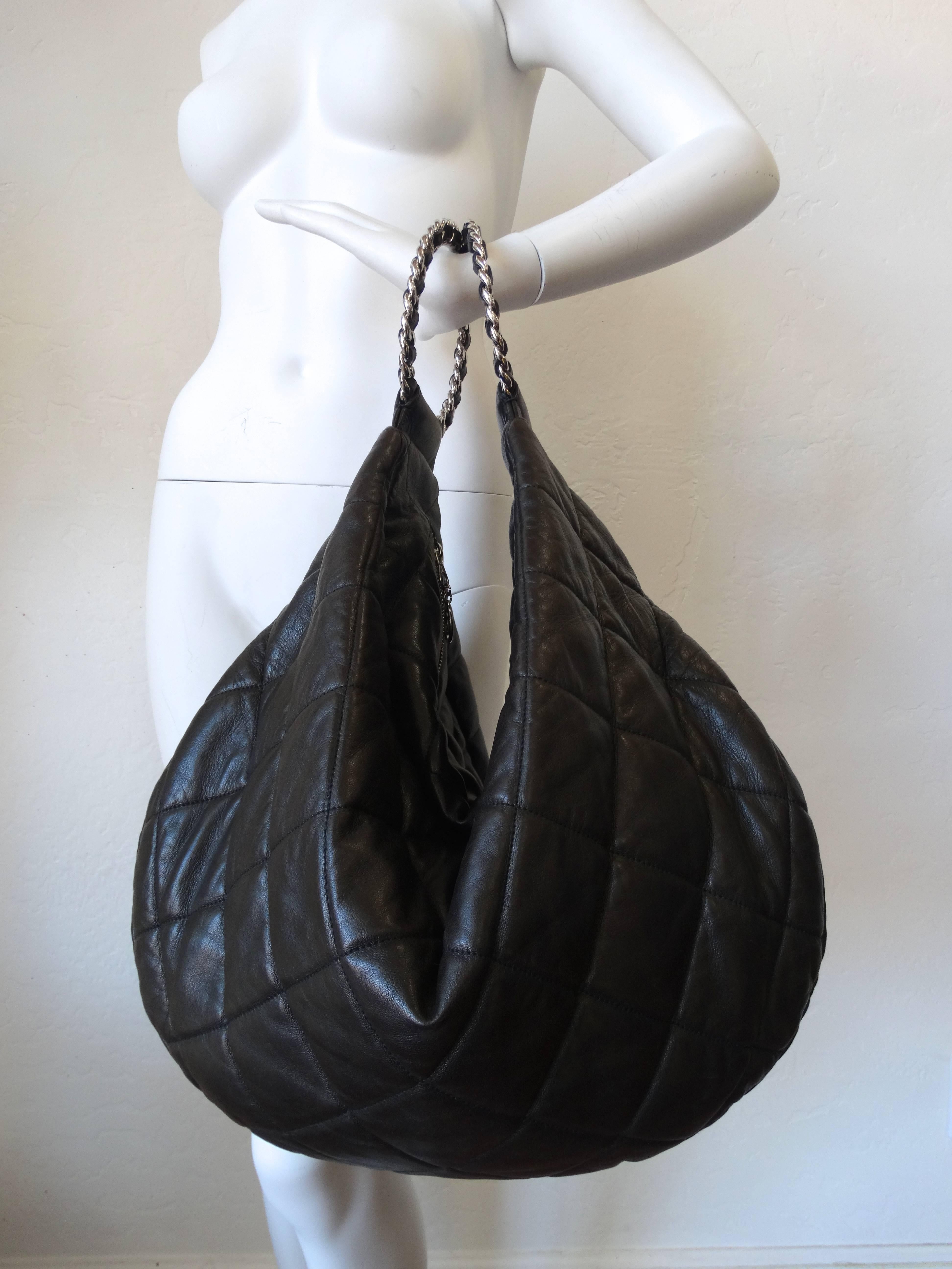 Women's 1990s Chanel Black Quilted Hobo Bag 