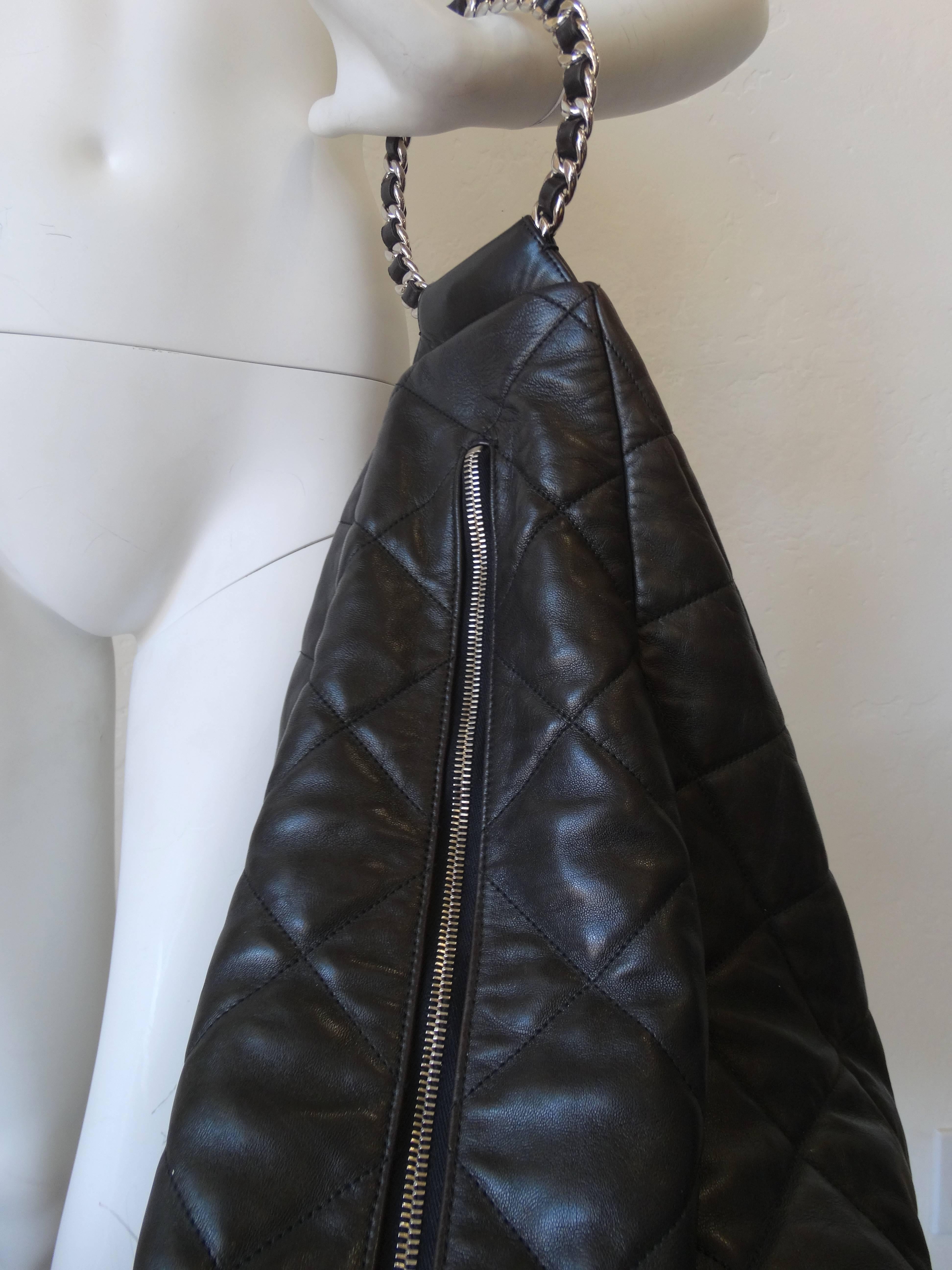 1990s Chanel Black Quilted Hobo Bag  1