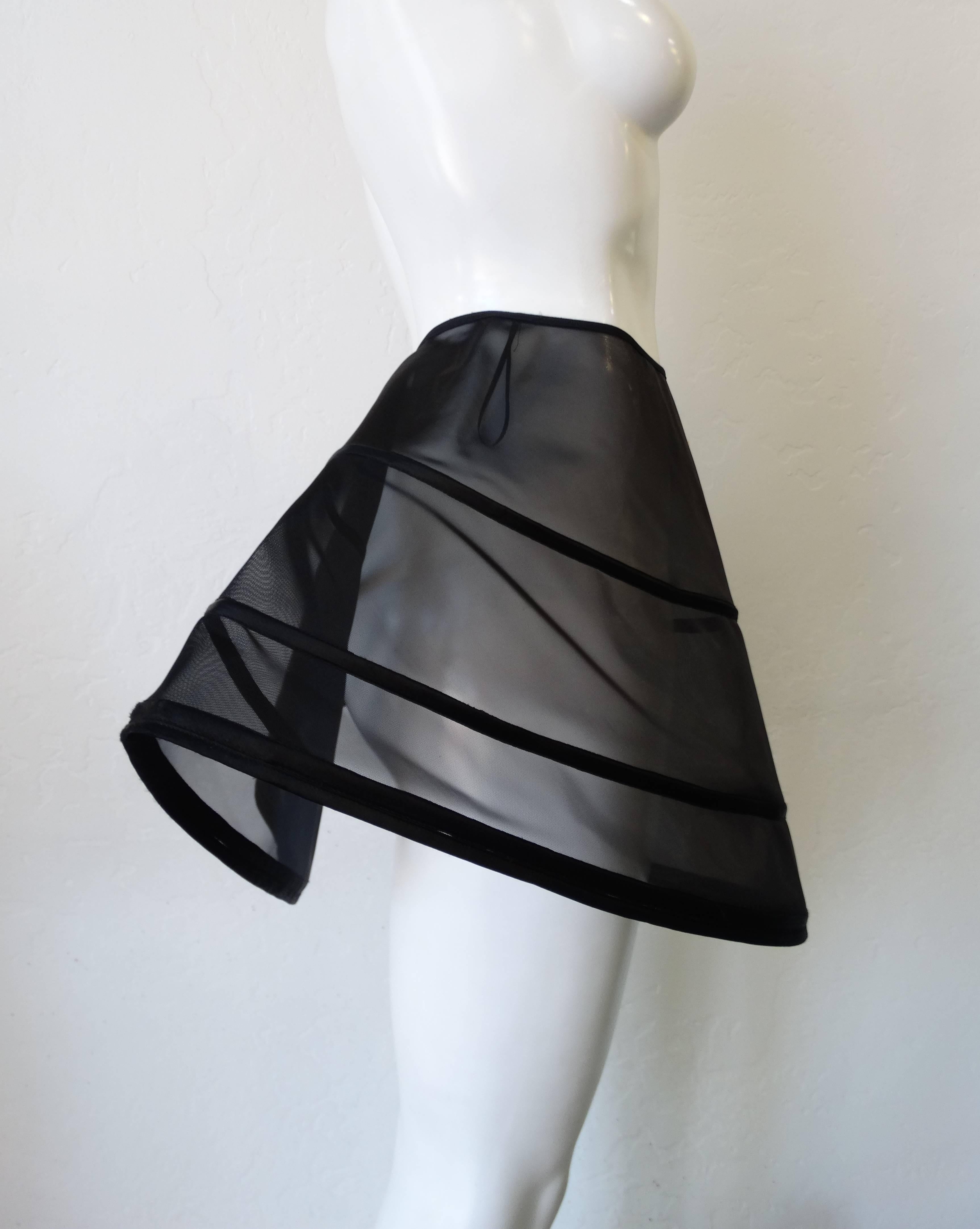 Black Mesh Cage Circle Skirt In Excellent Condition In Scottsdale, AZ