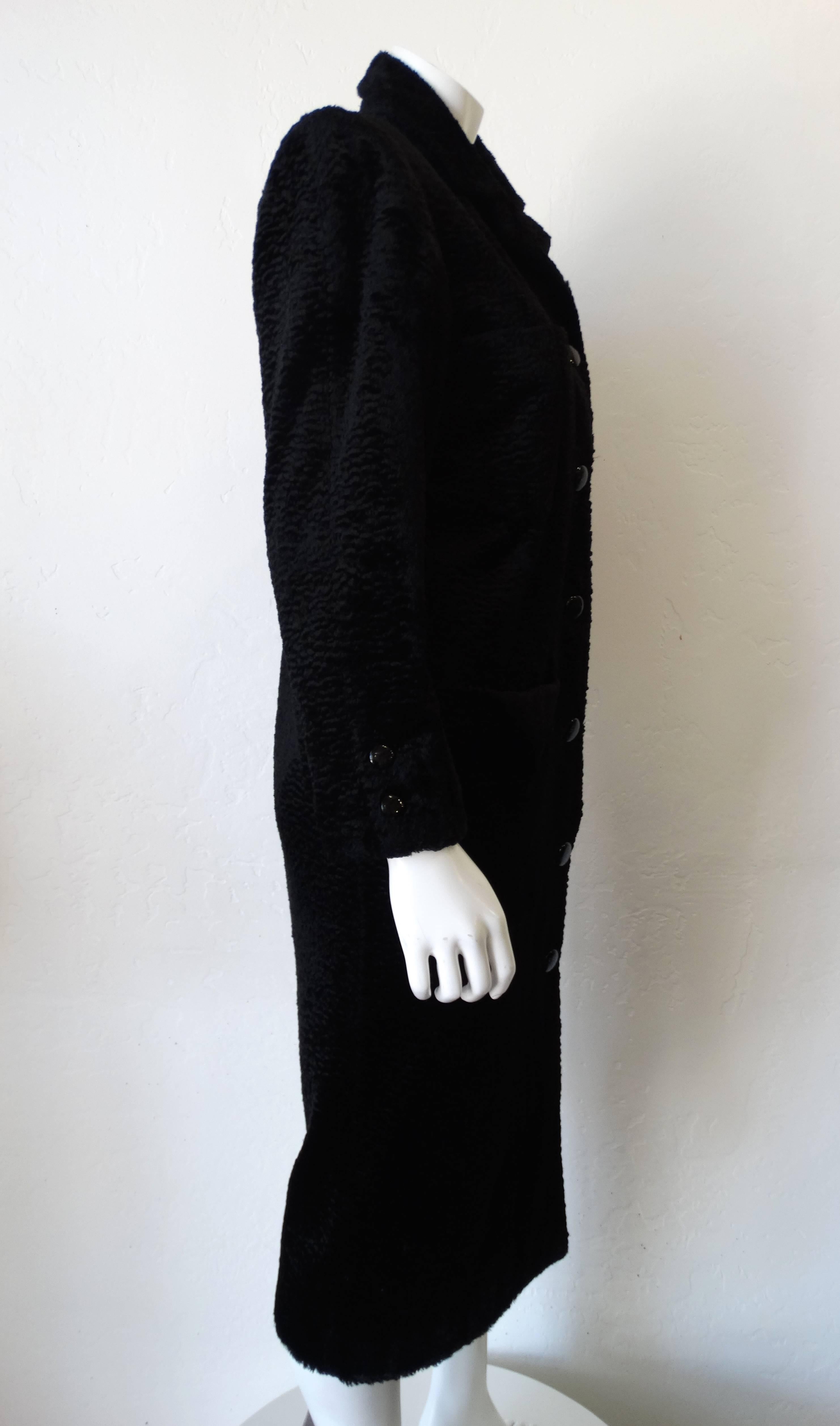 Women's 1980s Fendi Black Faux Fur Sheared Coat