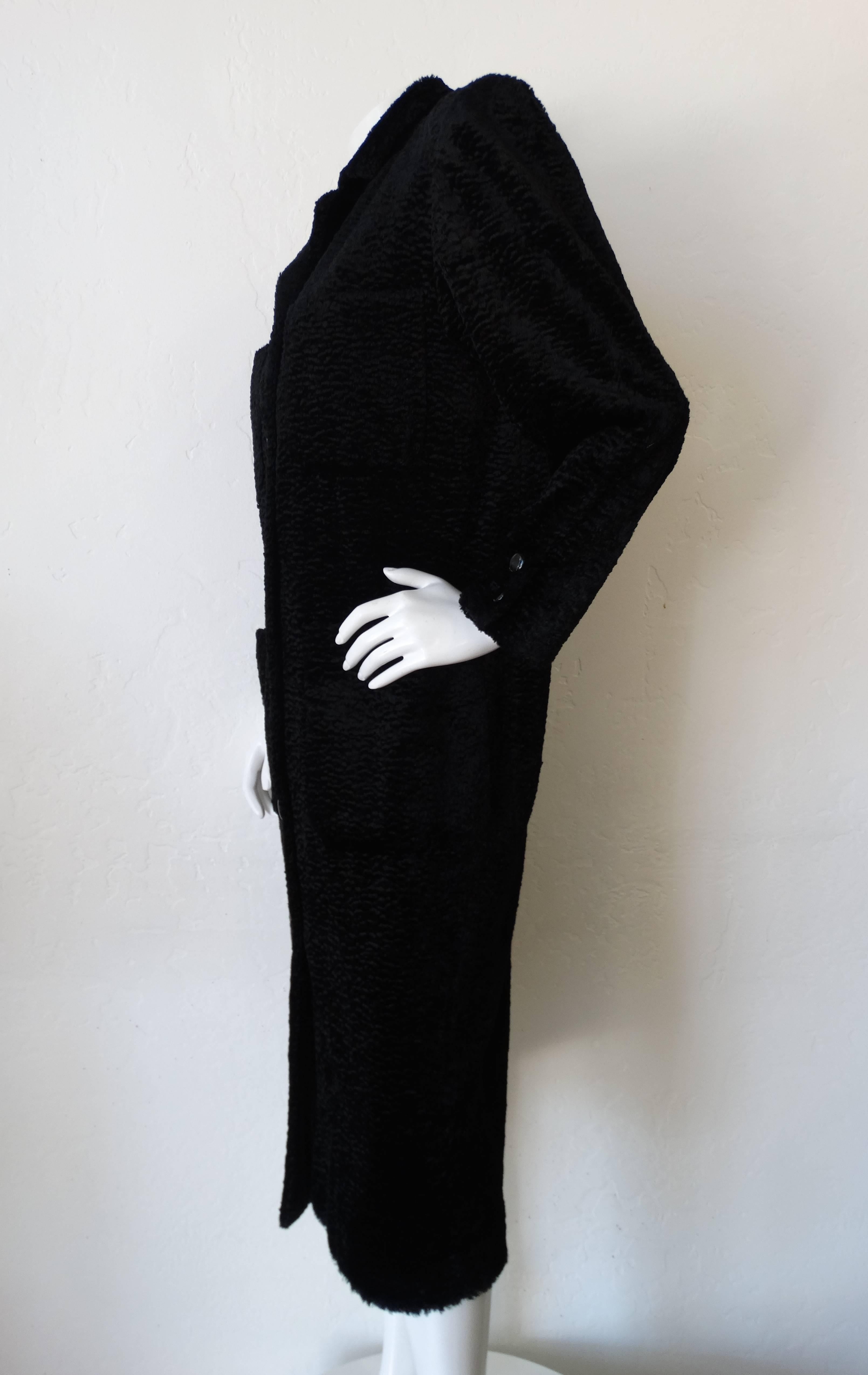 1980s Fendi Black Faux Fur Sheared Coat 2