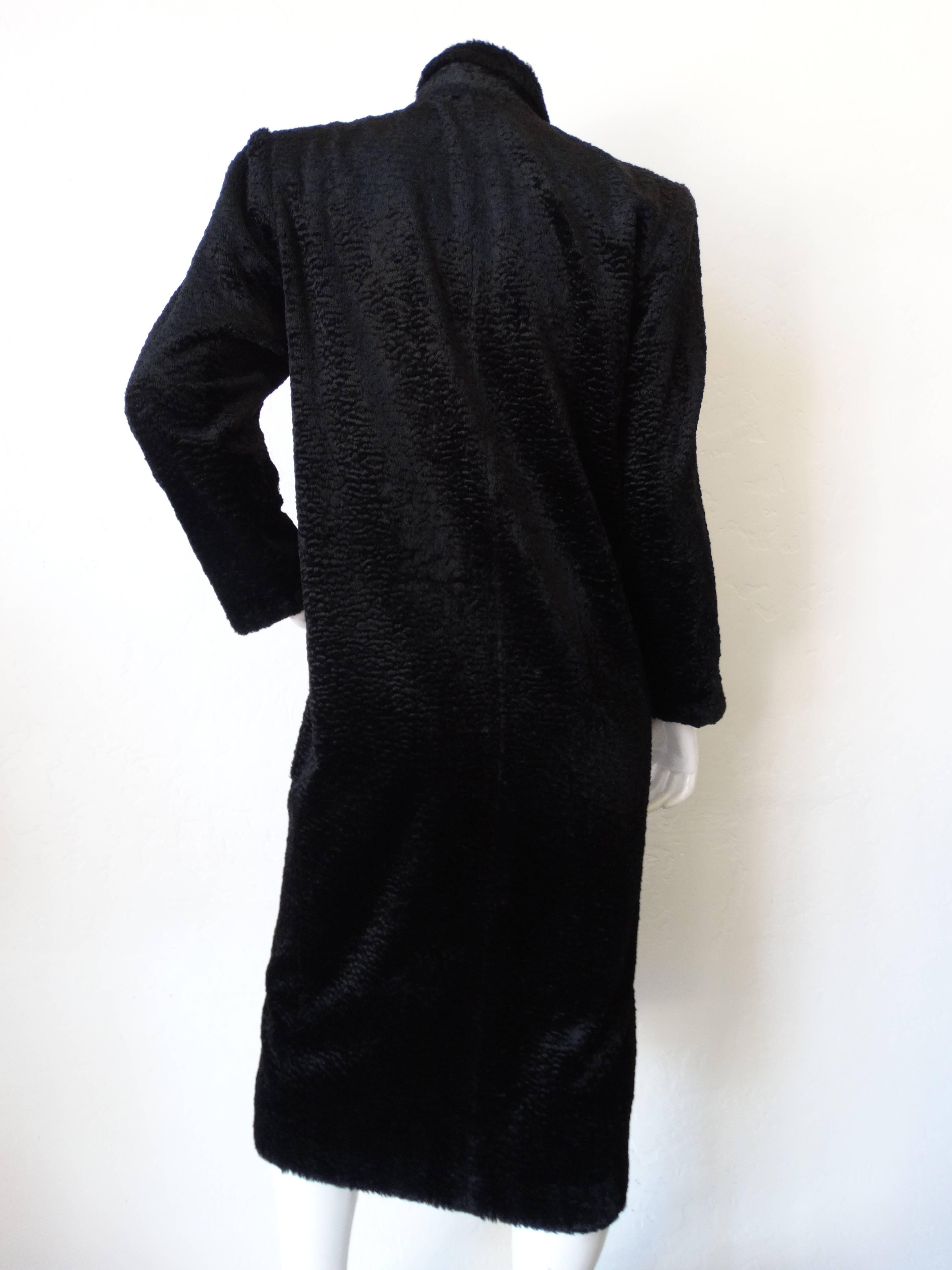 1980s Fendi Black Faux Fur Sheared Coat 1