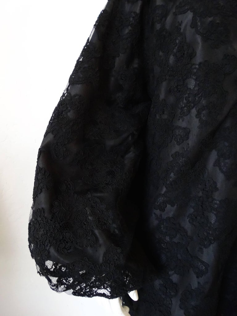 1960s Black Lace Dramatic Bell Sleeve Coat  In Excellent Condition For Sale In Scottsdale, AZ