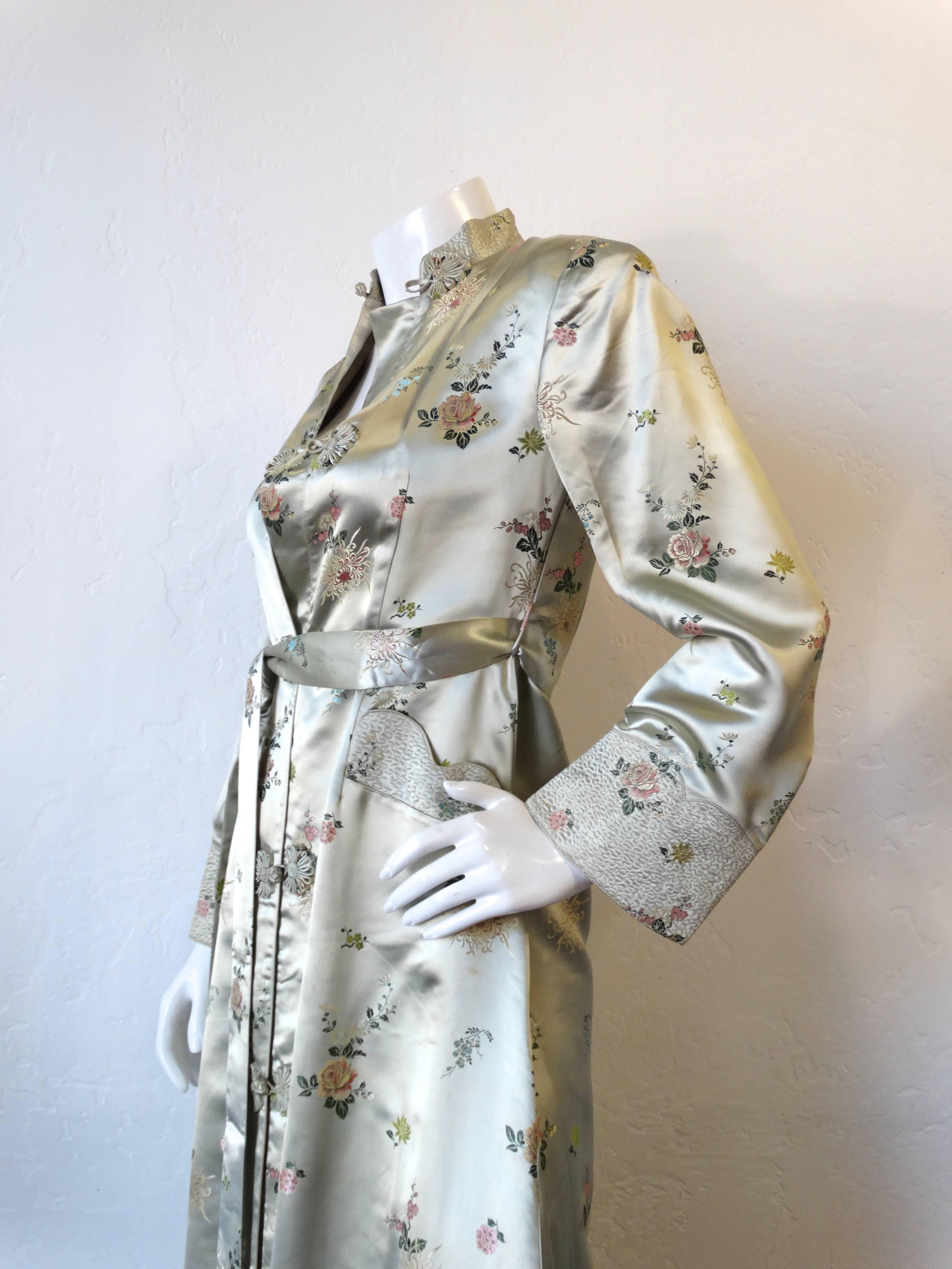 Vintage Chinese Cheongsam Inspired Satin Embroidered Coat  1