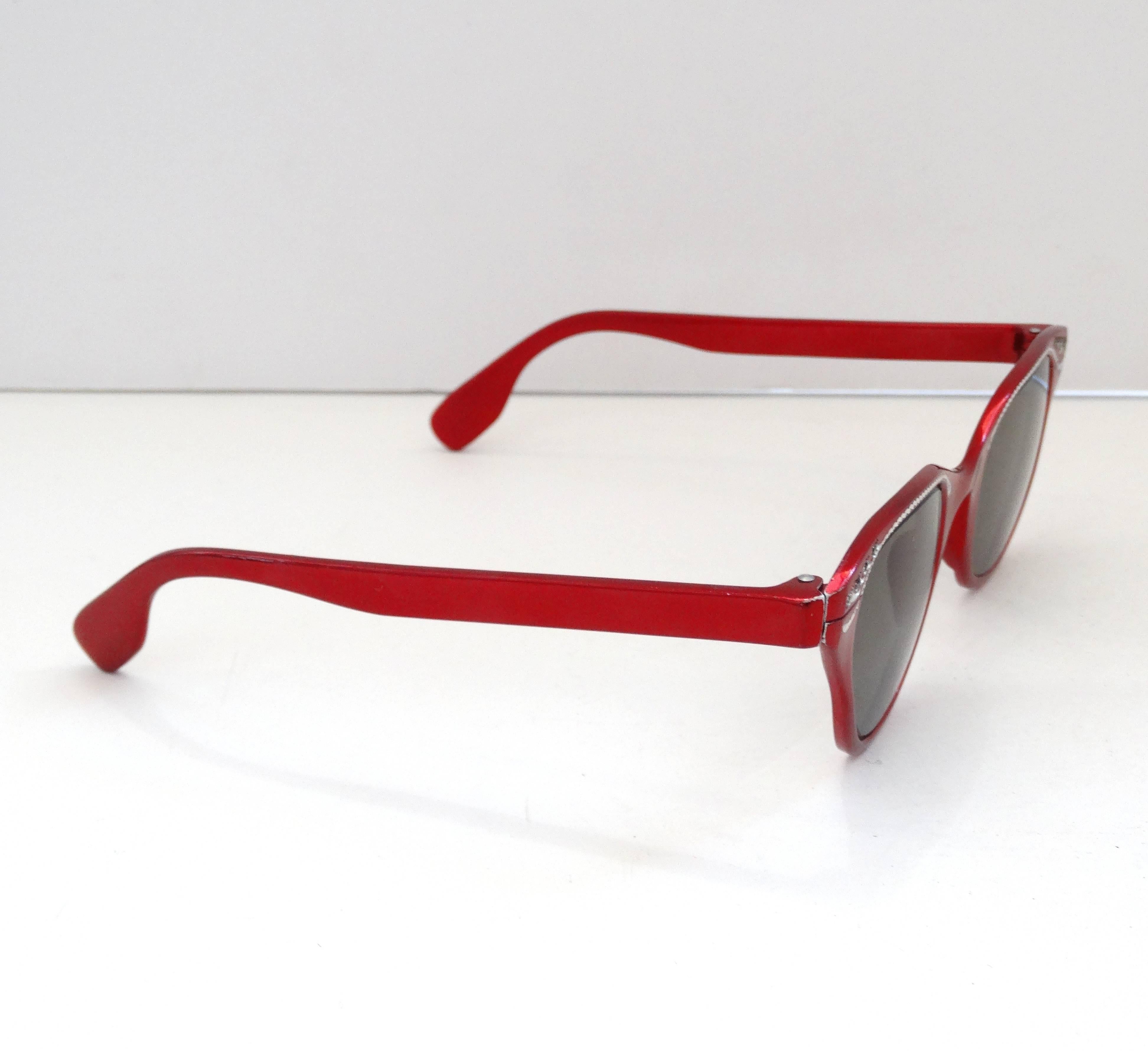 Tura Metallic Red Cat Eye Sunglasses, 1960s   In Excellent Condition In Scottsdale, AZ