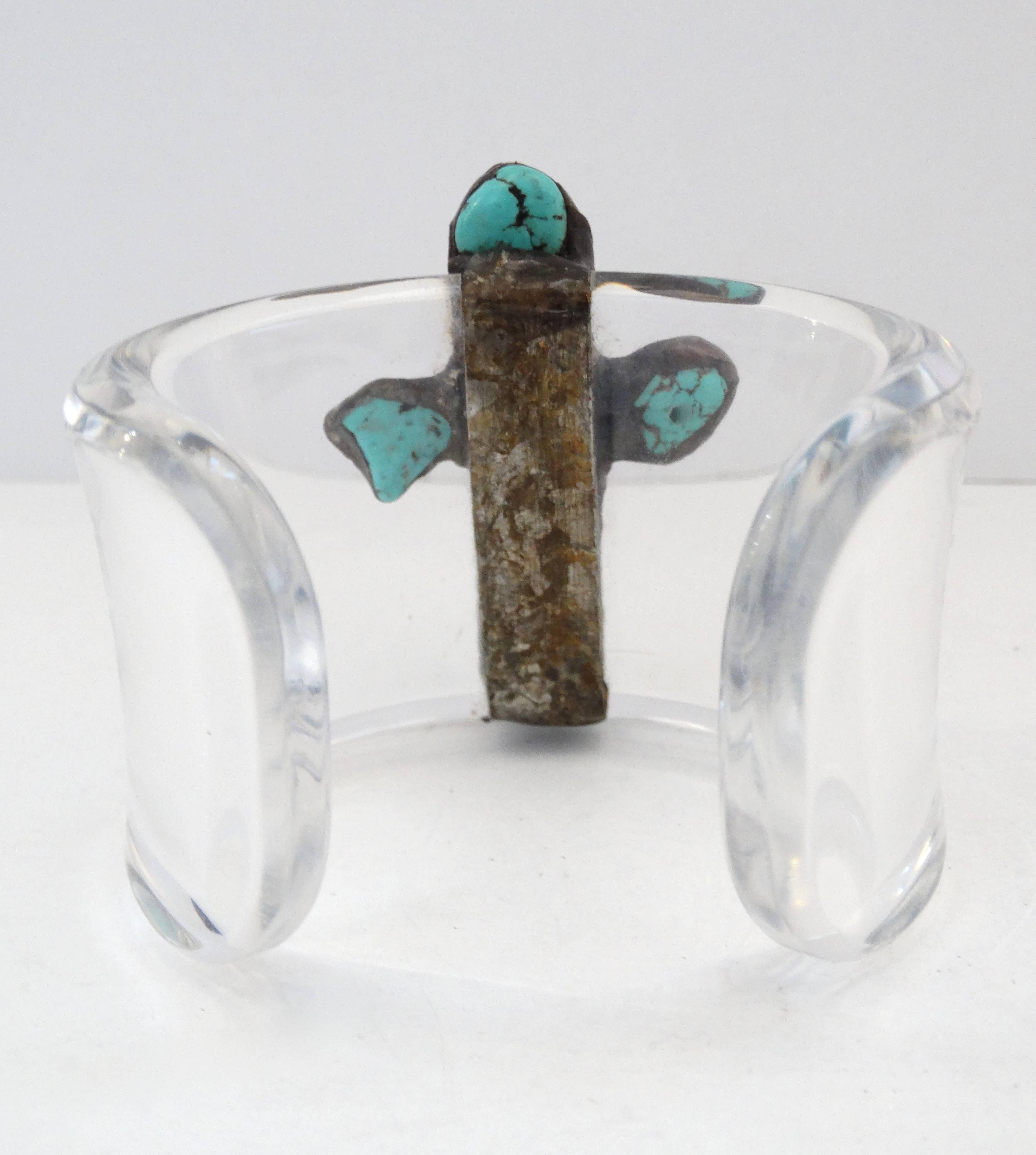 Artisan Made Navajo Turquoise Cross Cuff Bracelet  2