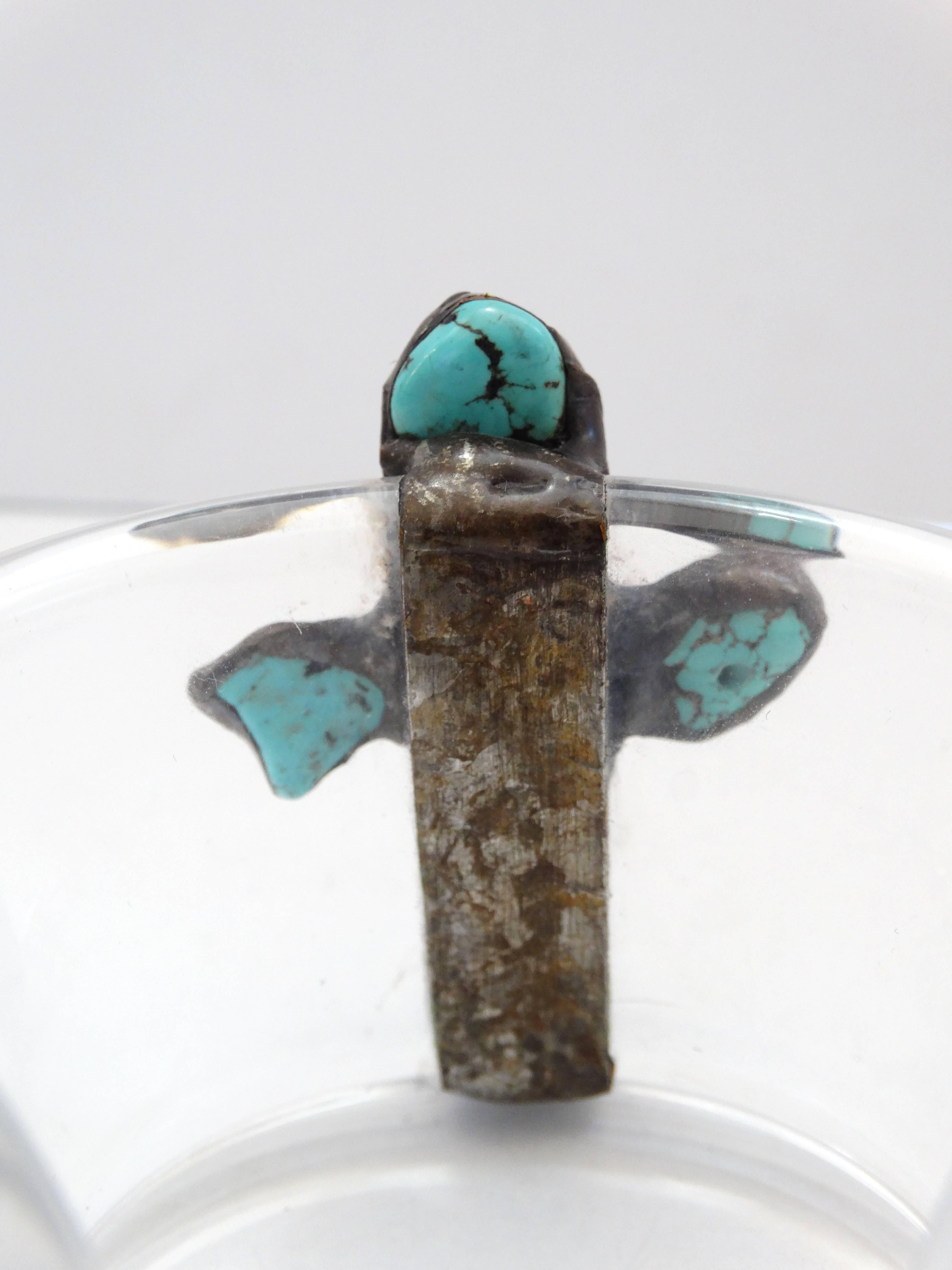 Artisan Made Navajo Turquoise Cross Cuff Bracelet  4