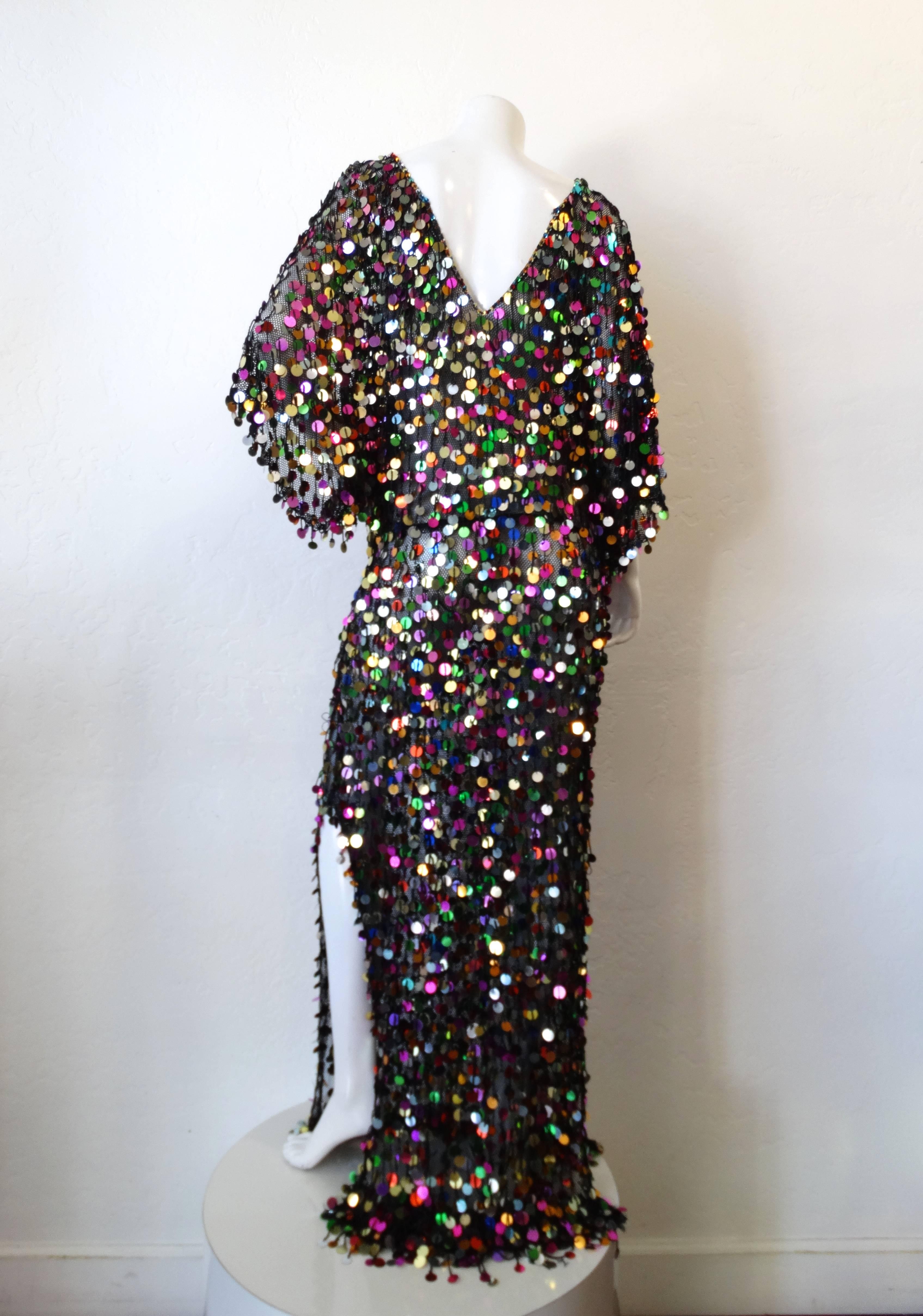 Rainbow Sequin Mesh Knit Gown, 1980s  4