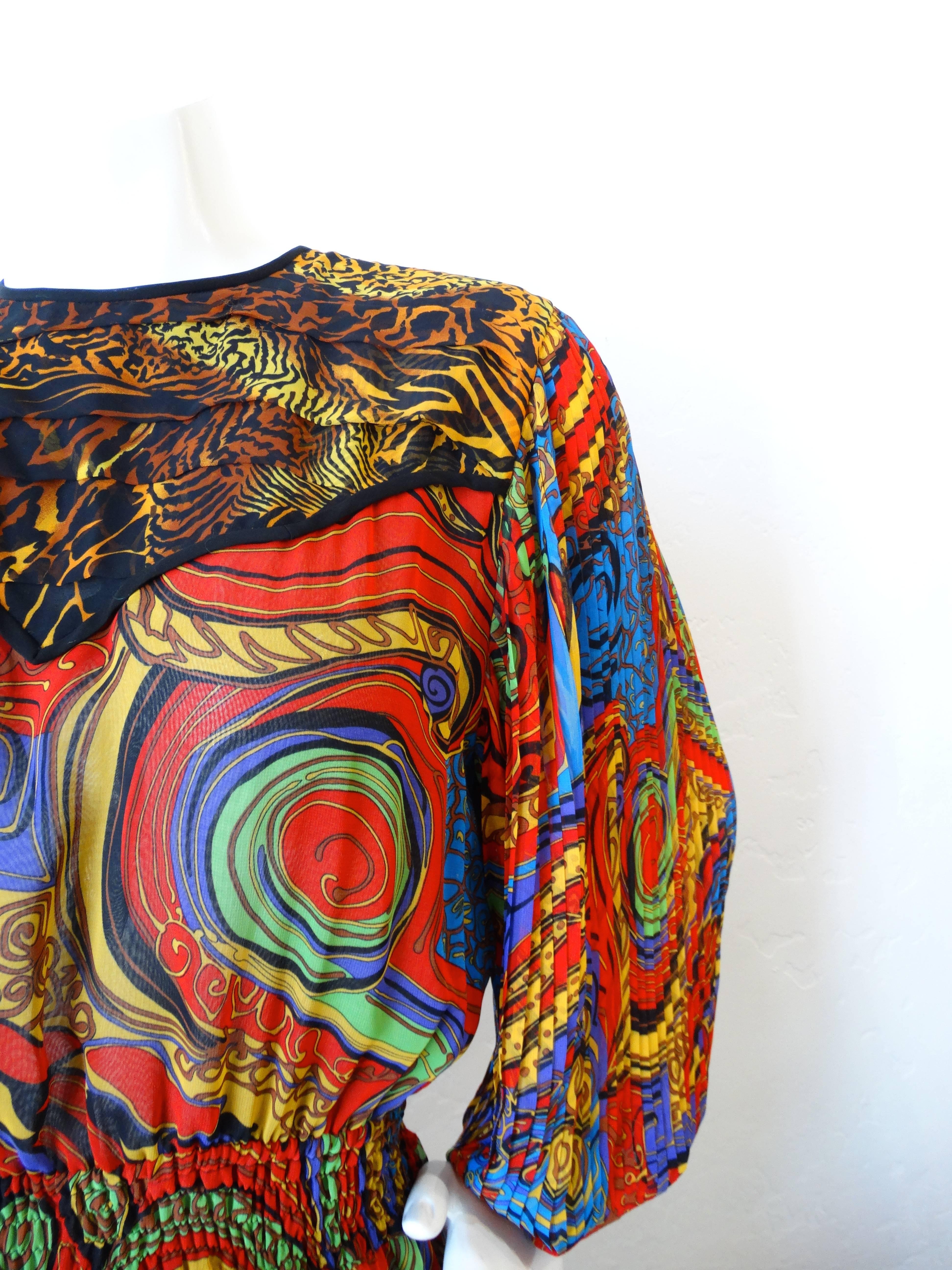 Diane Freis Leopard Swirl Printed Dress, 1980s 2