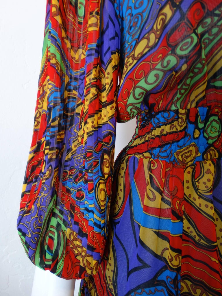 Diane Freis Leopard Swirl Printed Dress, 1980s at 1stDibs