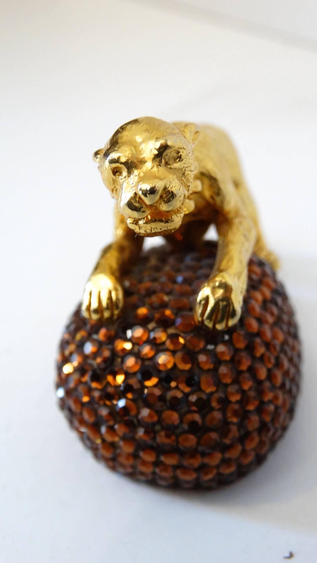 Brown Judith Leiber Tiger Vanity Objet d'art, 1980s 