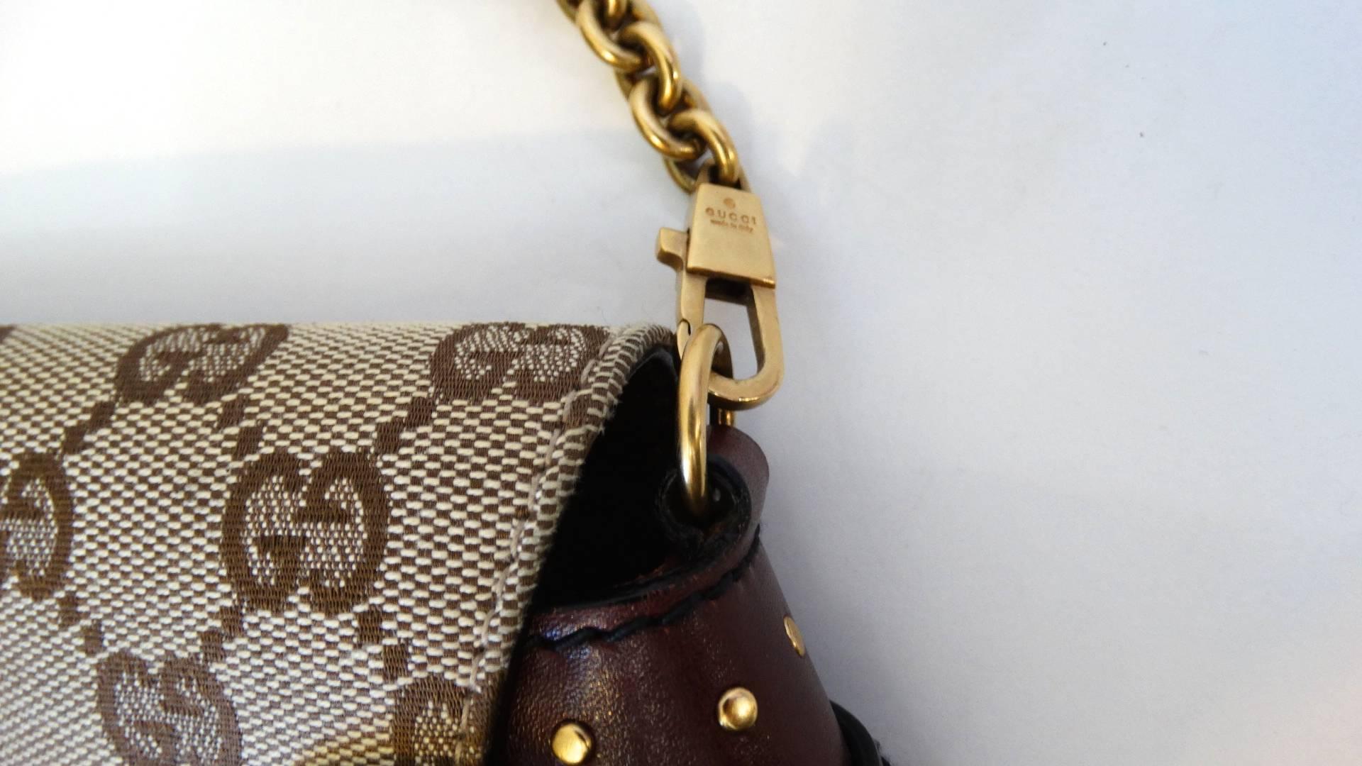 Tom Ford for Gucci Monogram Horsebit Chain Shoulder Bag, 2003 2