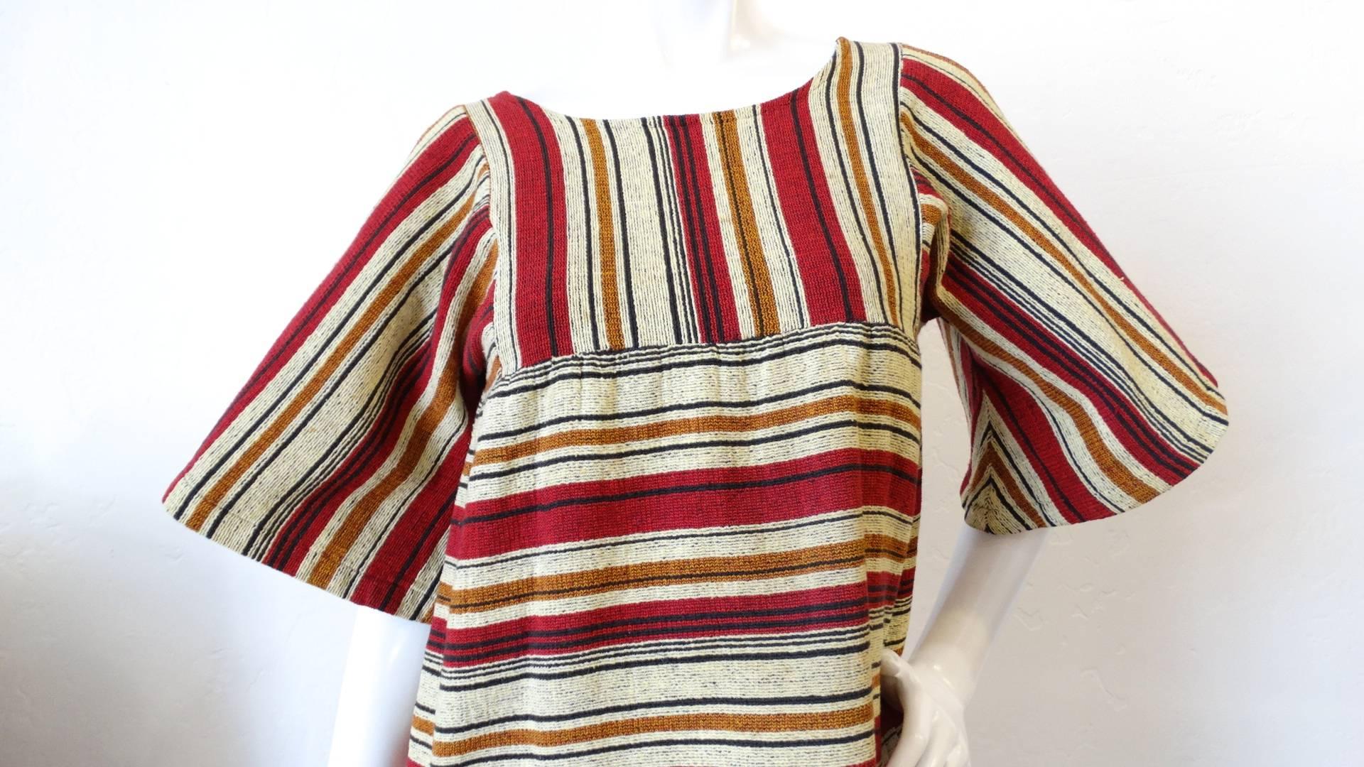 Brown Rikma Striped Bell Sleeve Blouse, 1970s 