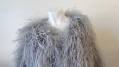 Biba Maribou Silver Grey Feathered Cropped Jacket