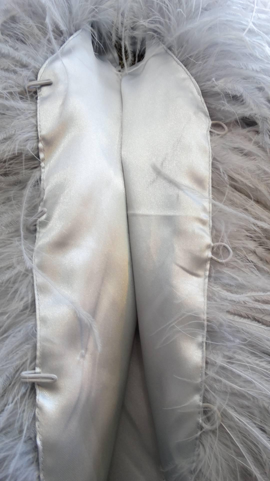 Biba Maribou Silver Grey Feathered Cropped Jacket   8