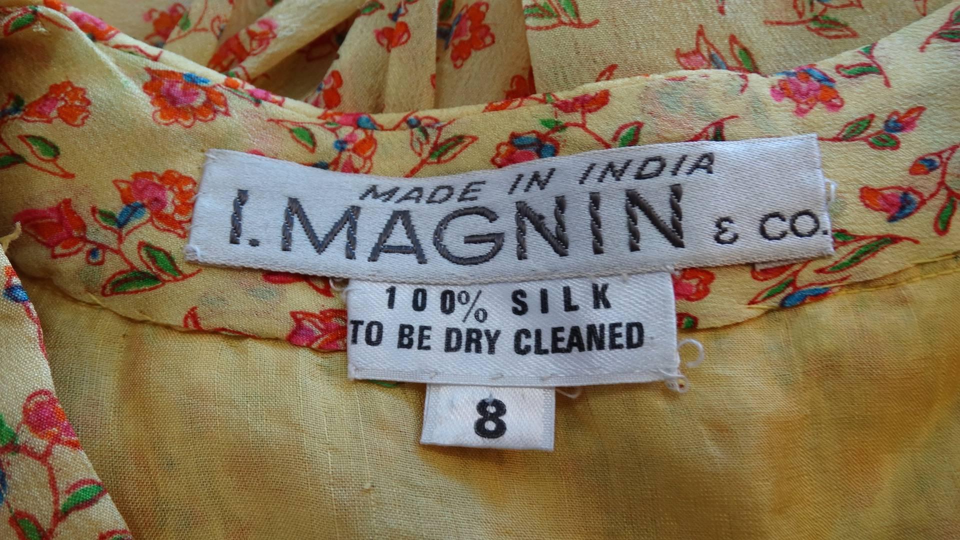 I. Magnin Silk Floral Maxi Dress 3