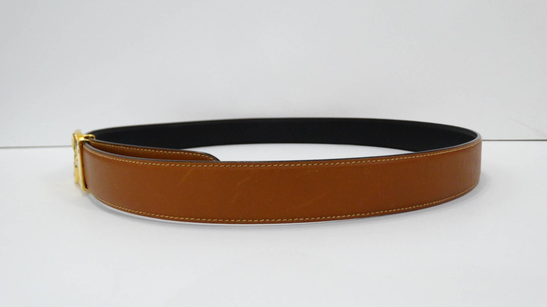 1980s Gucci Marmont Reversible Black & Tan Leather Belt In Excellent Condition In Scottsdale, AZ