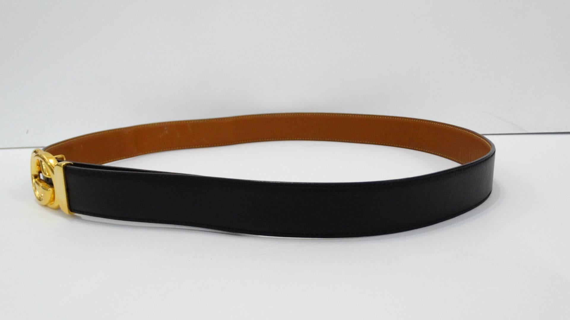 1980s Gucci Marmont Reversible Black & Tan Leather Belt 4