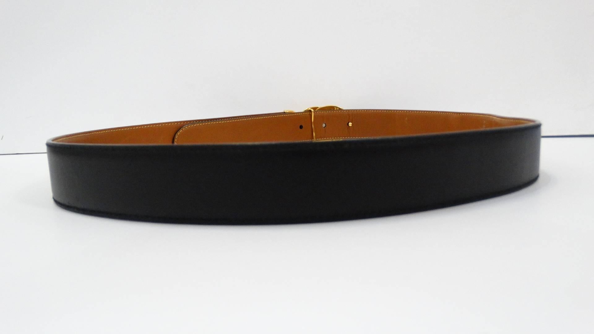 1980s Gucci Marmont Reversible Black & Tan Leather Belt 5