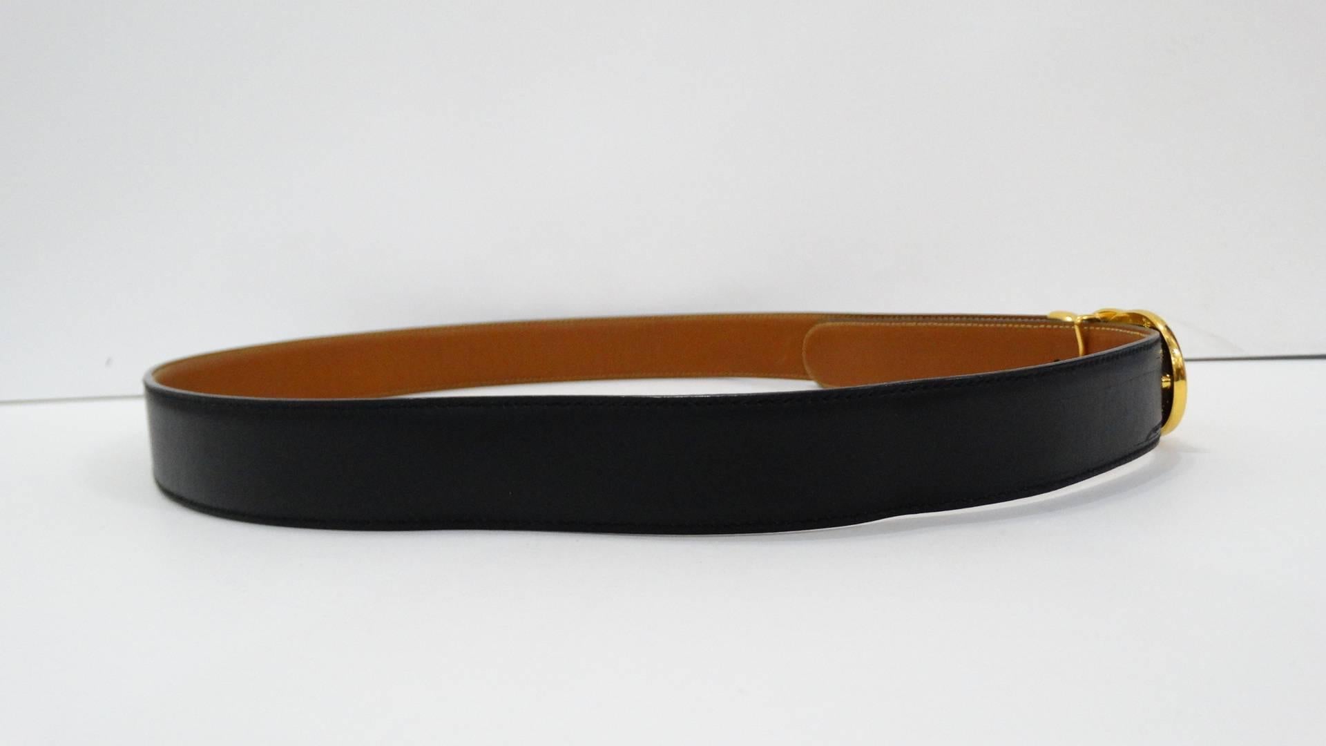 1980s Gucci Marmont Reversible Black & Tan Leather Belt 6