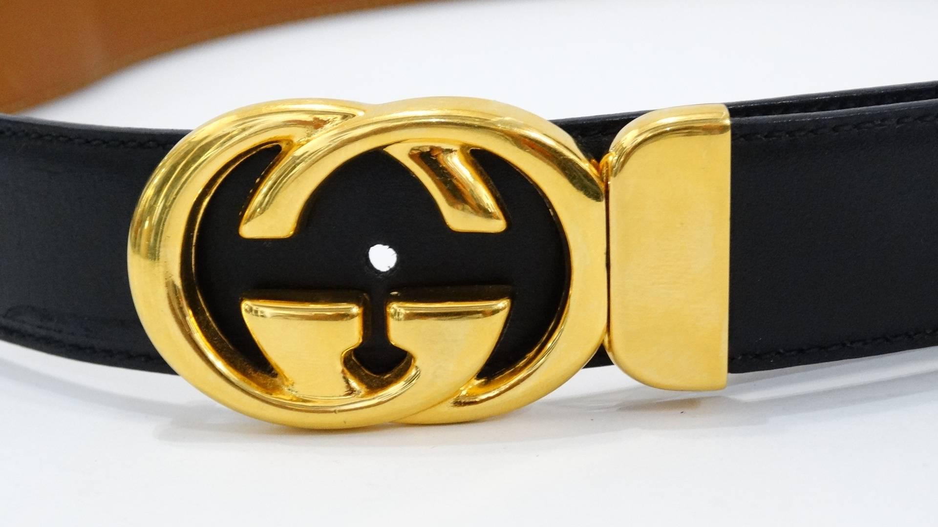 1980s Gucci Marmont Reversible Black & Tan Leather Belt 3