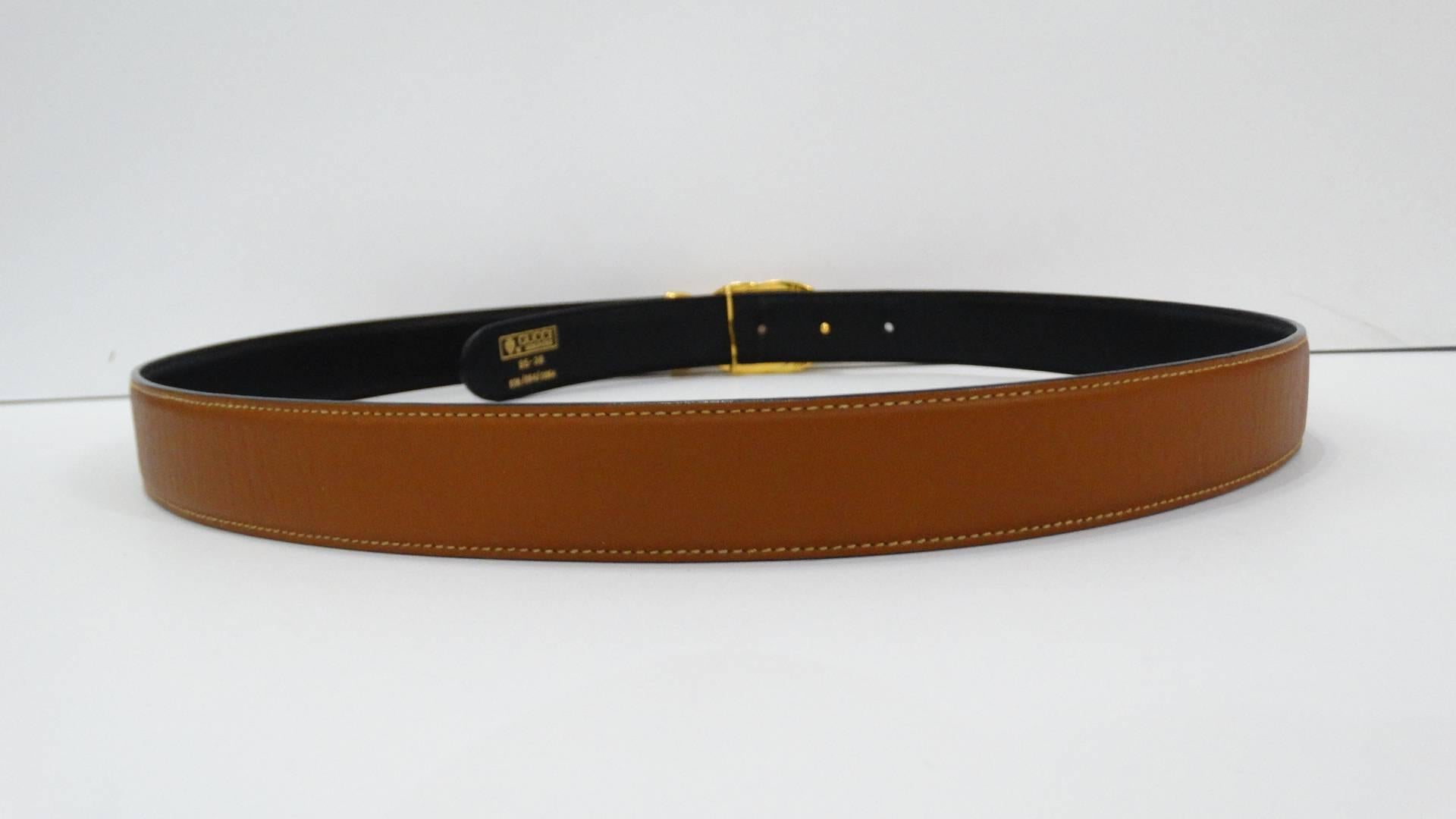 Women's 1980s Gucci Marmont Reversible Black & Tan Leather Belt