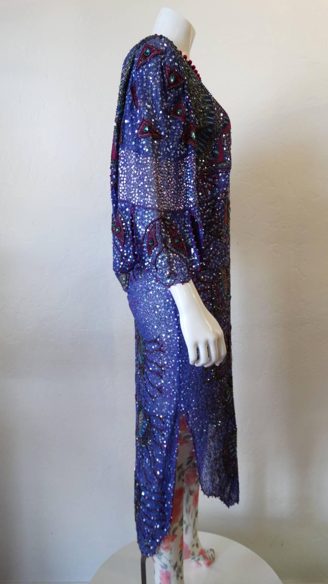 Zandra Rhodes Sequin Embellished Caftan Dress, 1980s  4