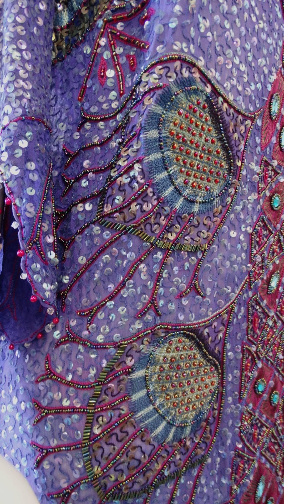 Zandra Rhodes Sequin Embellished Caftan Dress, 1980s  11