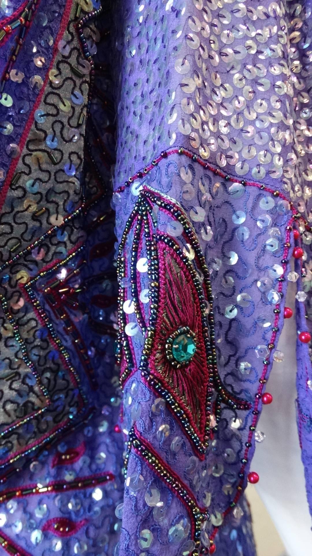 Zandra Rhodes Sequin Embellished Caftan Dress, 1980s  10