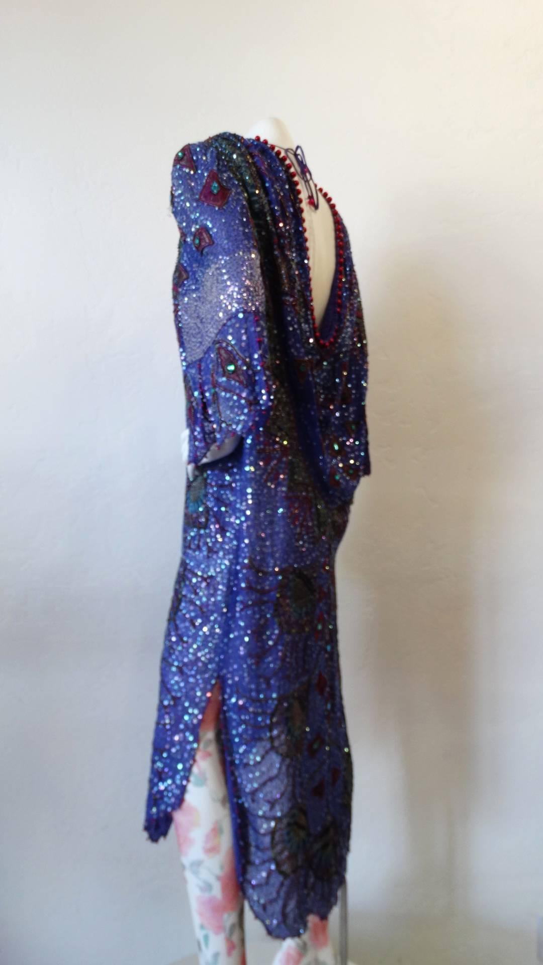 Zandra Rhodes Sequin Embellished Caftan Dress, 1980s  5