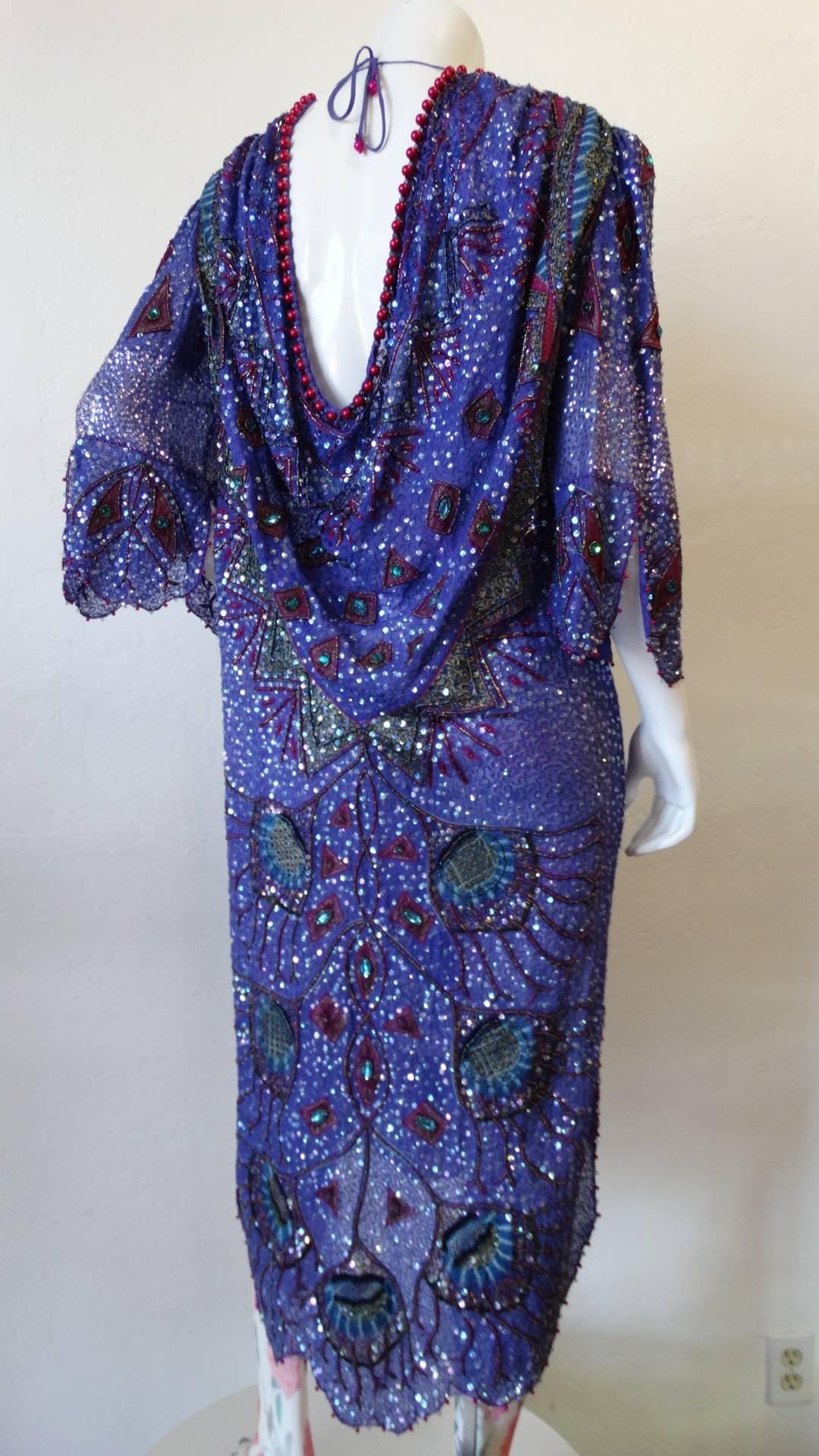 Zandra Rhodes Sequin Embellished Caftan Dress, 1980s  8