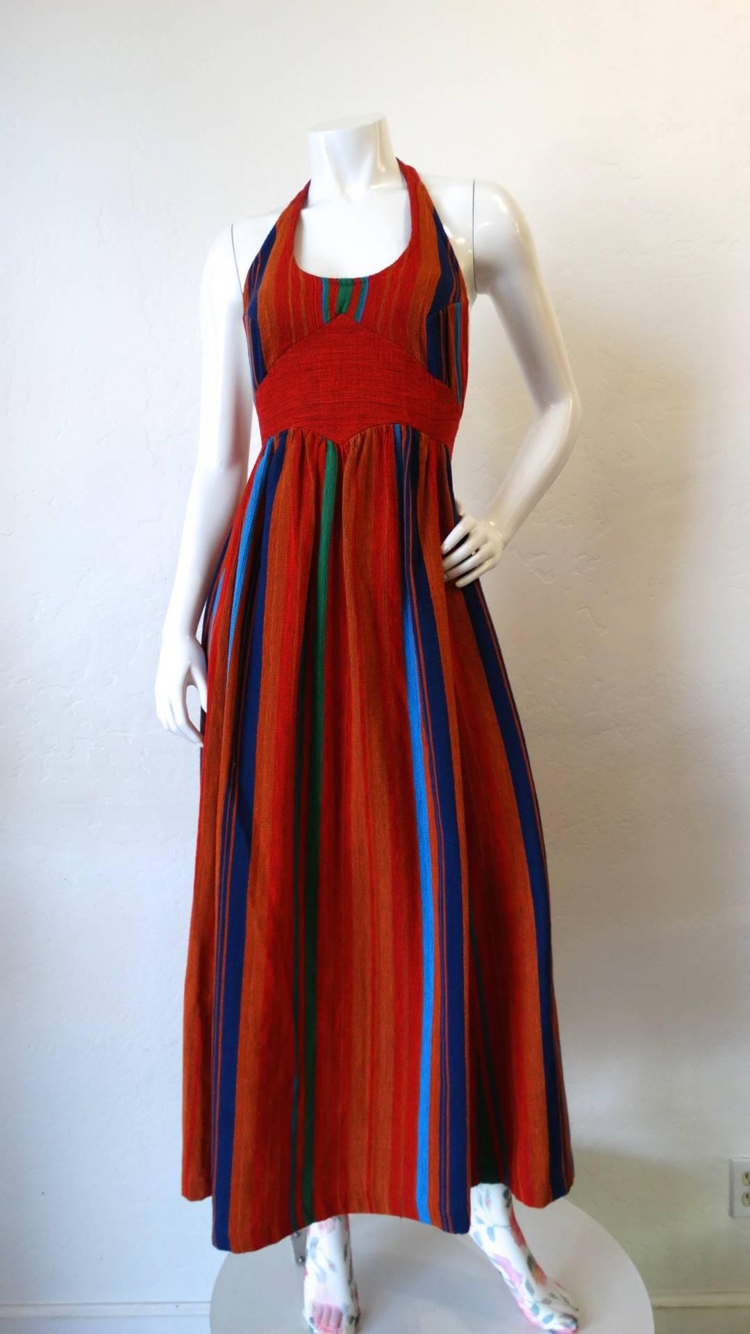 1970s Rikma Striped Halter Maxi Dress 6