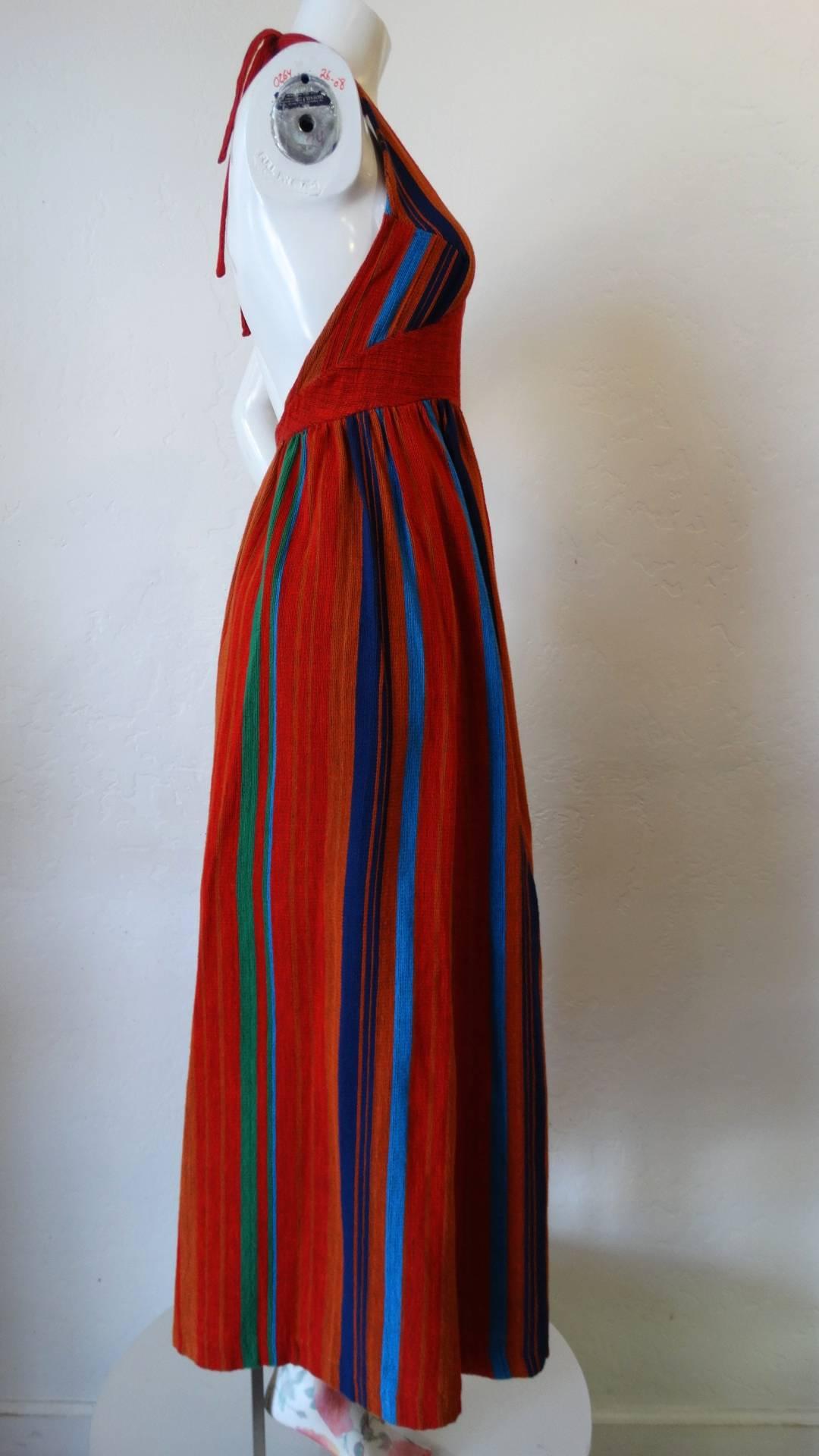 1970s Rikma Striped Halter Maxi Dress In Excellent Condition In Scottsdale, AZ