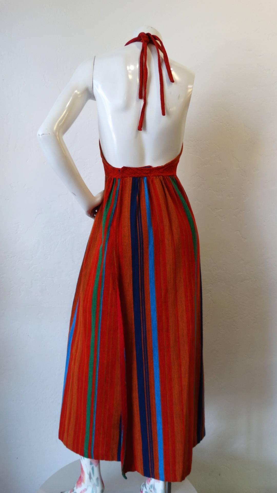 Women's or Men's 1970s Rikma Striped Halter Maxi Dress