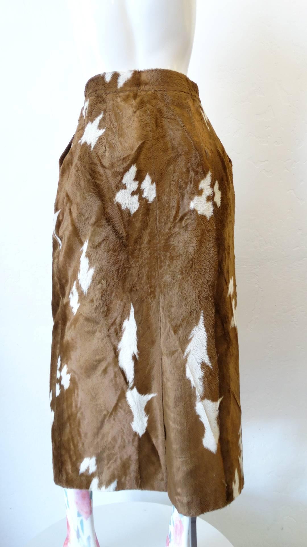 1990s Faux Cowhide Fuzzy Pencil Skirt  In Excellent Condition For Sale In Scottsdale, AZ