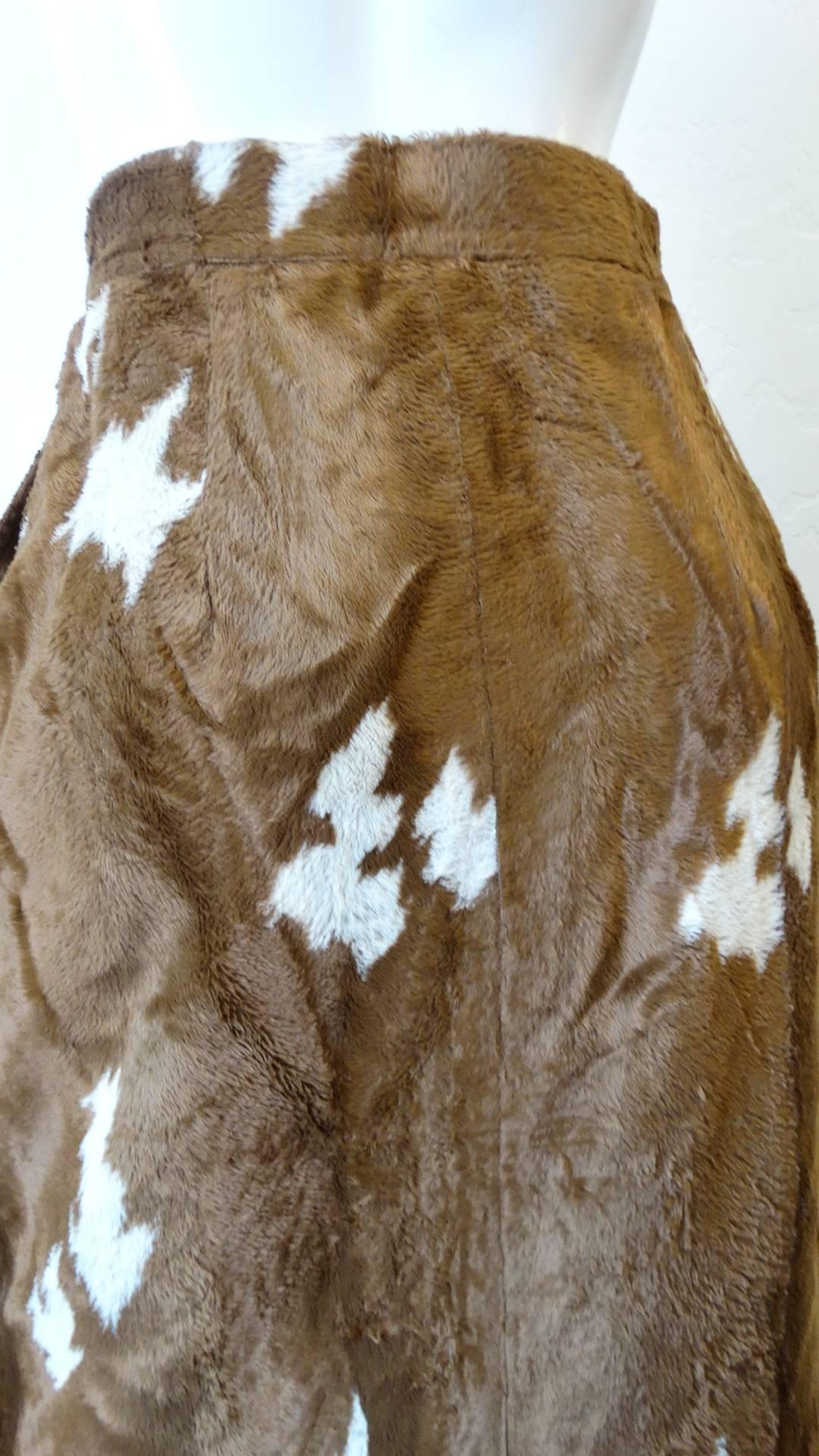 1990s Faux Cowhide Fuzzy Pencil Skirt  For Sale 1