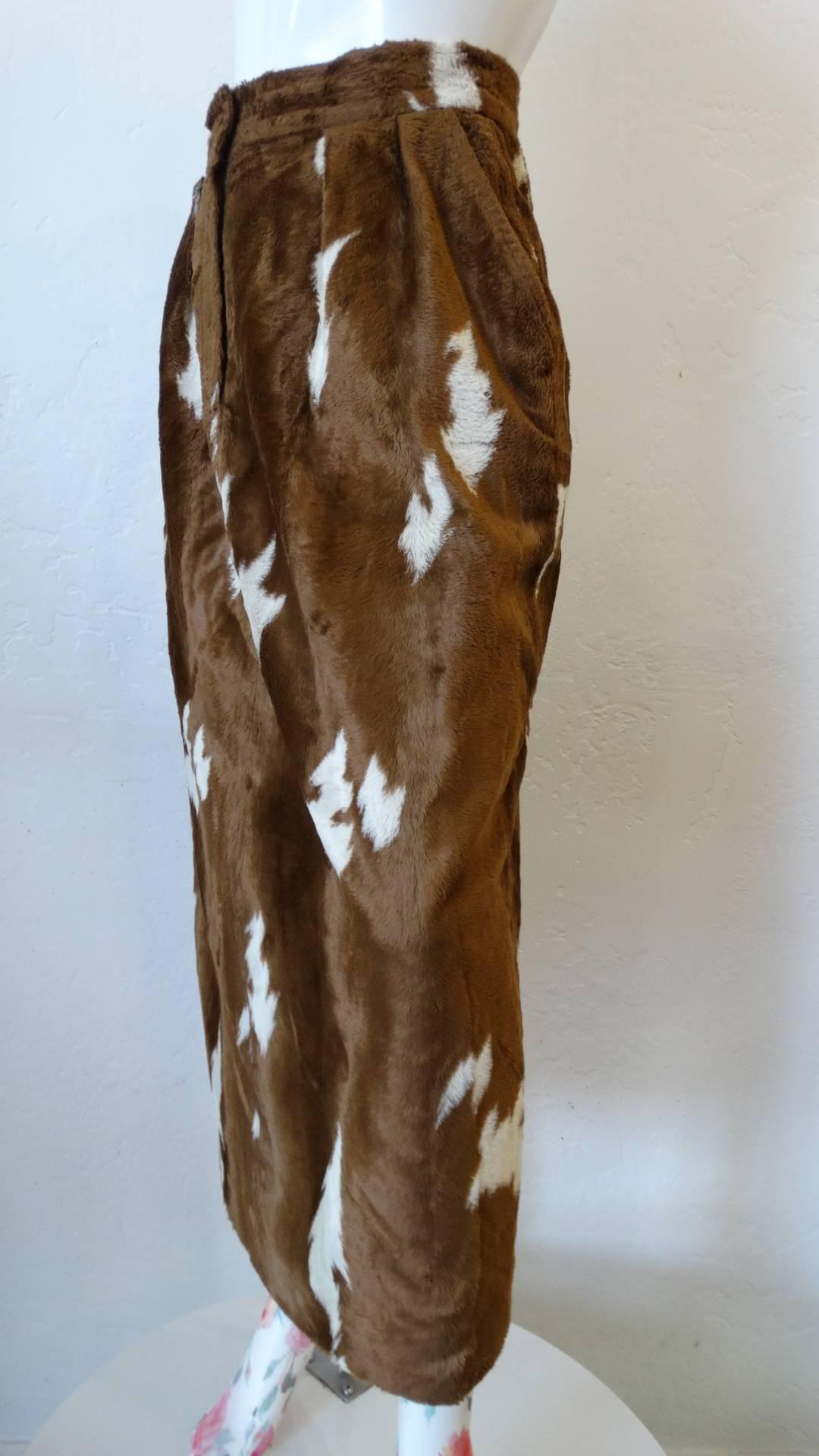 1990s Faux Cowhide Fuzzy Pencil Skirt  For Sale 2