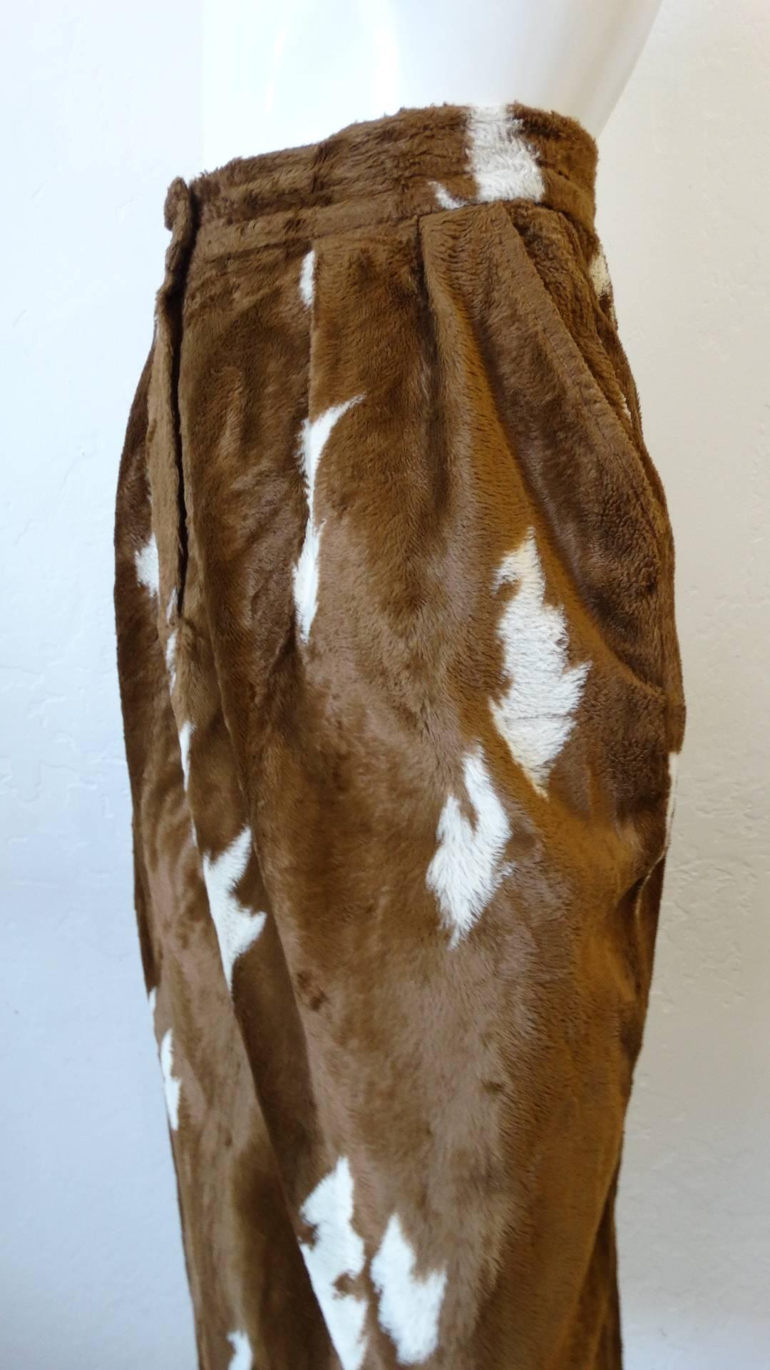 1990s Faux Cowhide Fuzzy Pencil Skirt  For Sale 3
