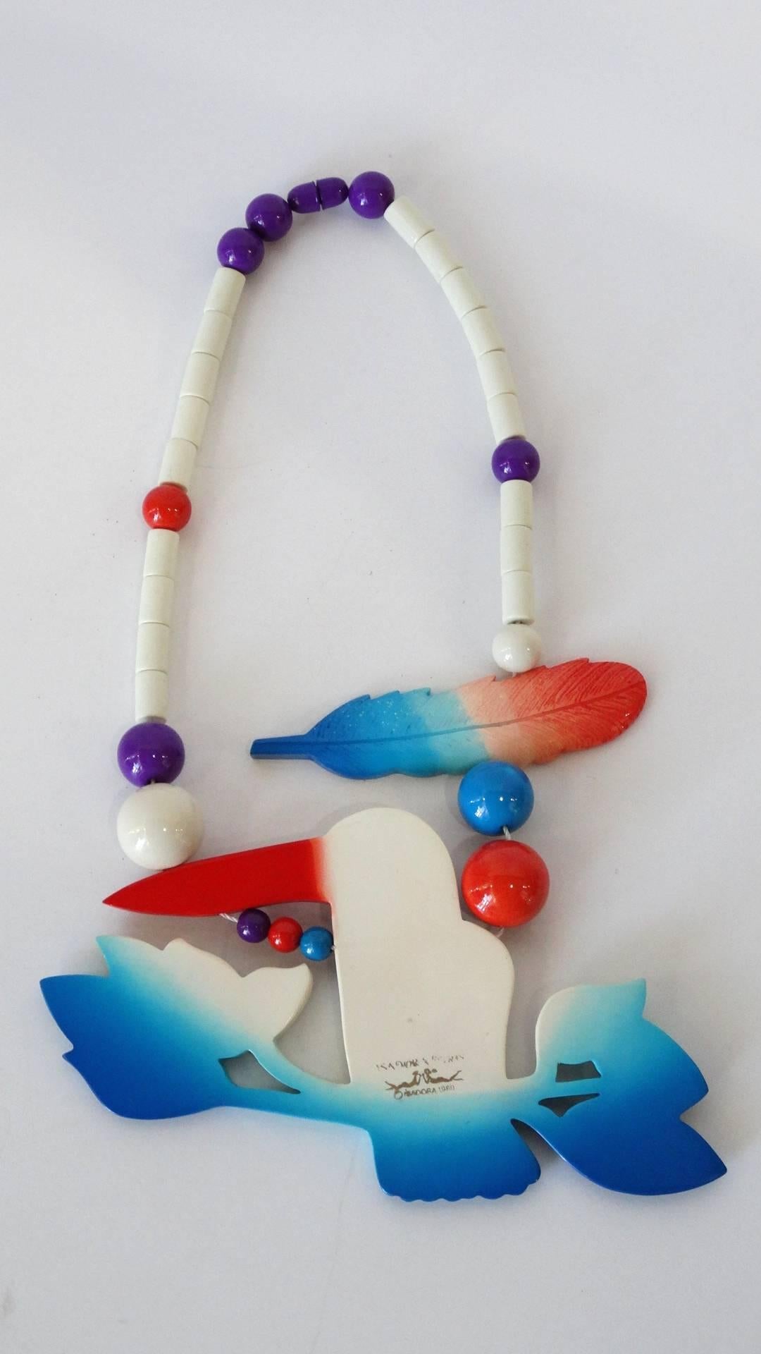 Women's Isadora Paris Exotic Bird Bakelite Necklace, 1980s  