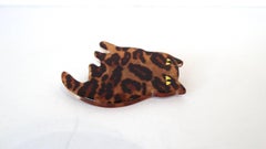 Marie Christine Pavone Leopard Galalith Cat Brooch