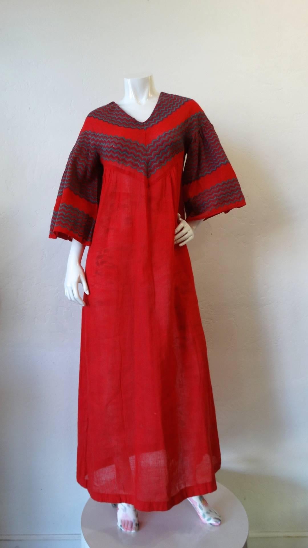Rikma Red Chevron Bell Sleeve Dress, 1970s   9
