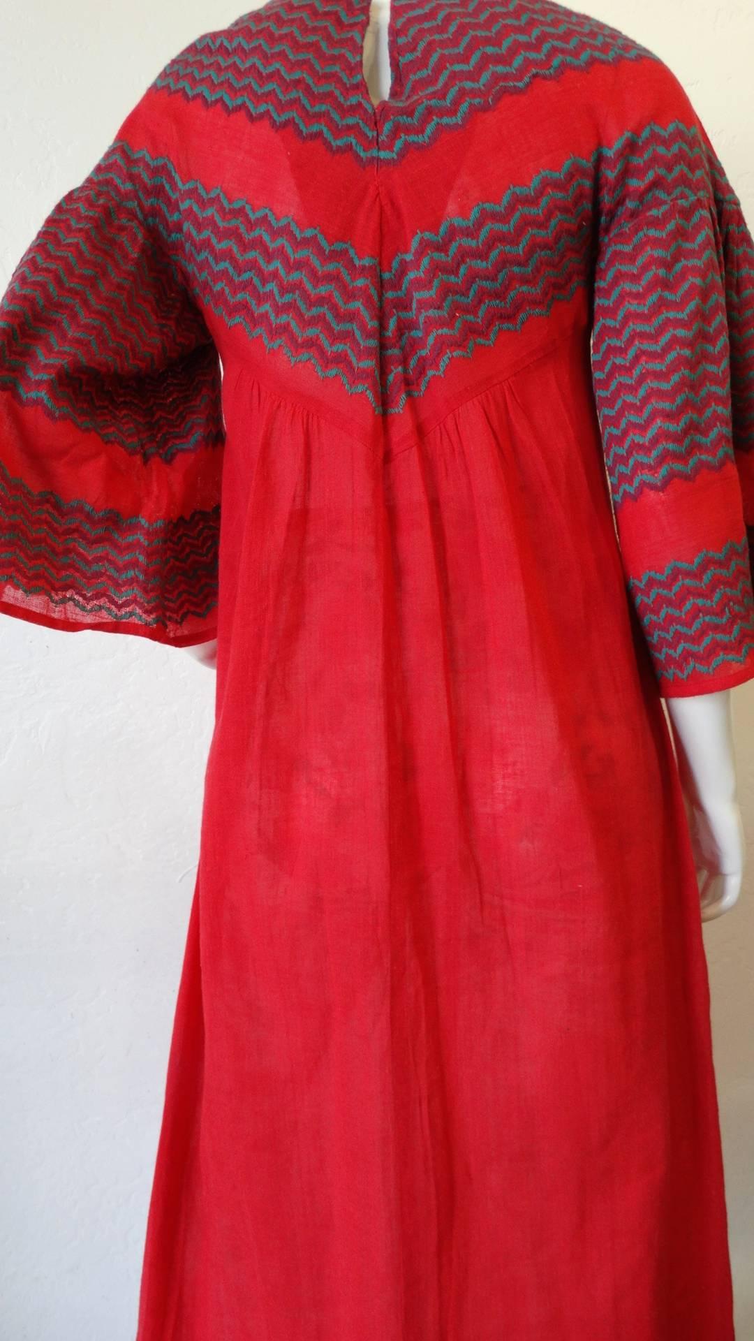 Rikma Red Chevron Bell Sleeve Dress, 1970s   8