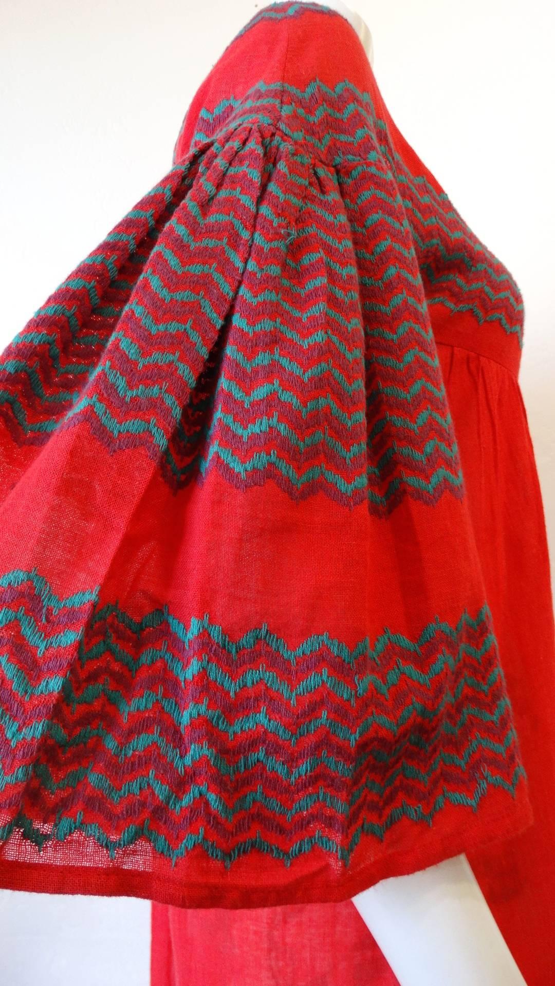 Rikma Red Chevron Bell Sleeve Dress, 1970s   7
