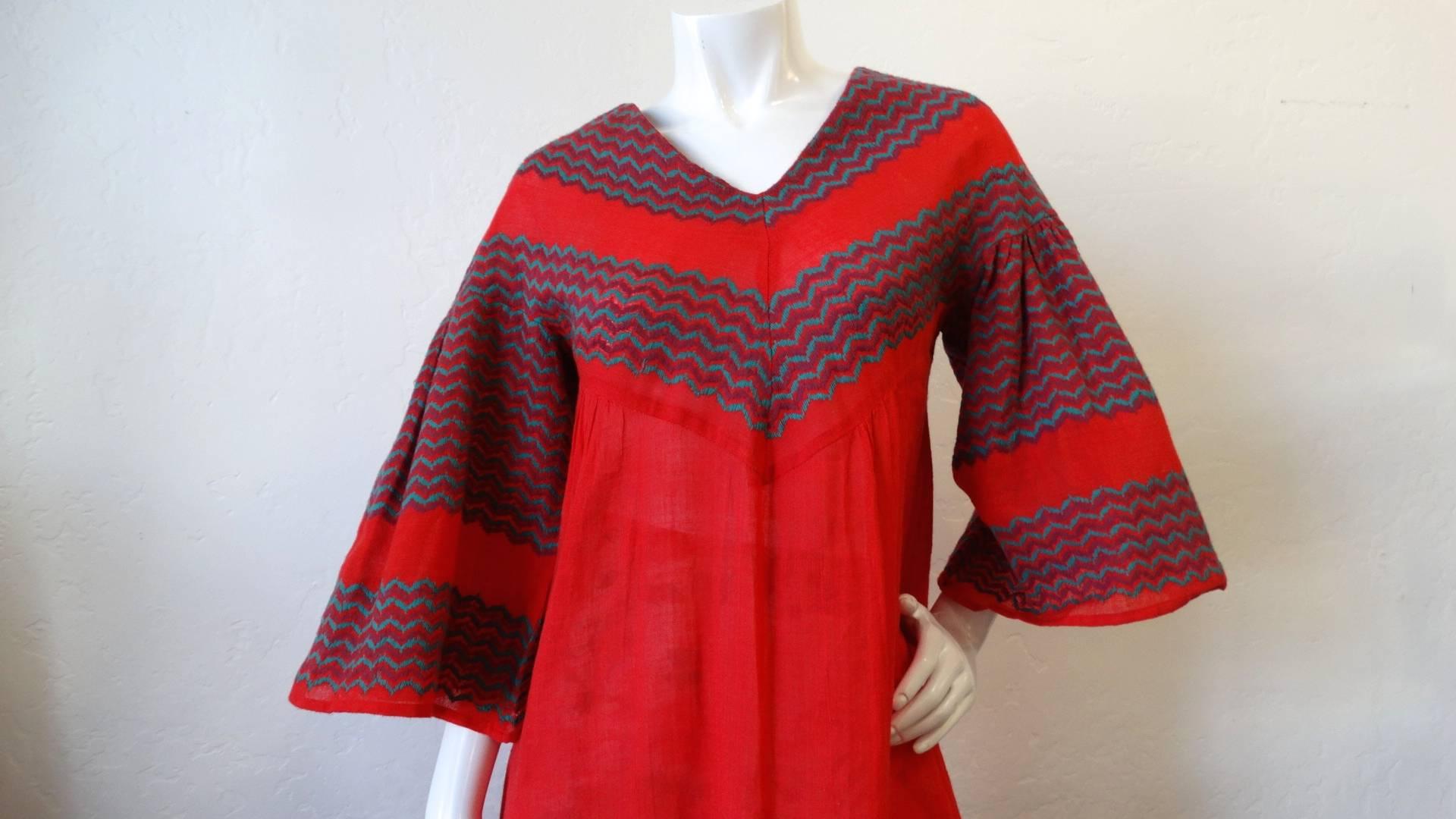 Rikma Red Chevron Bell Sleeve Dress, 1970s   6
